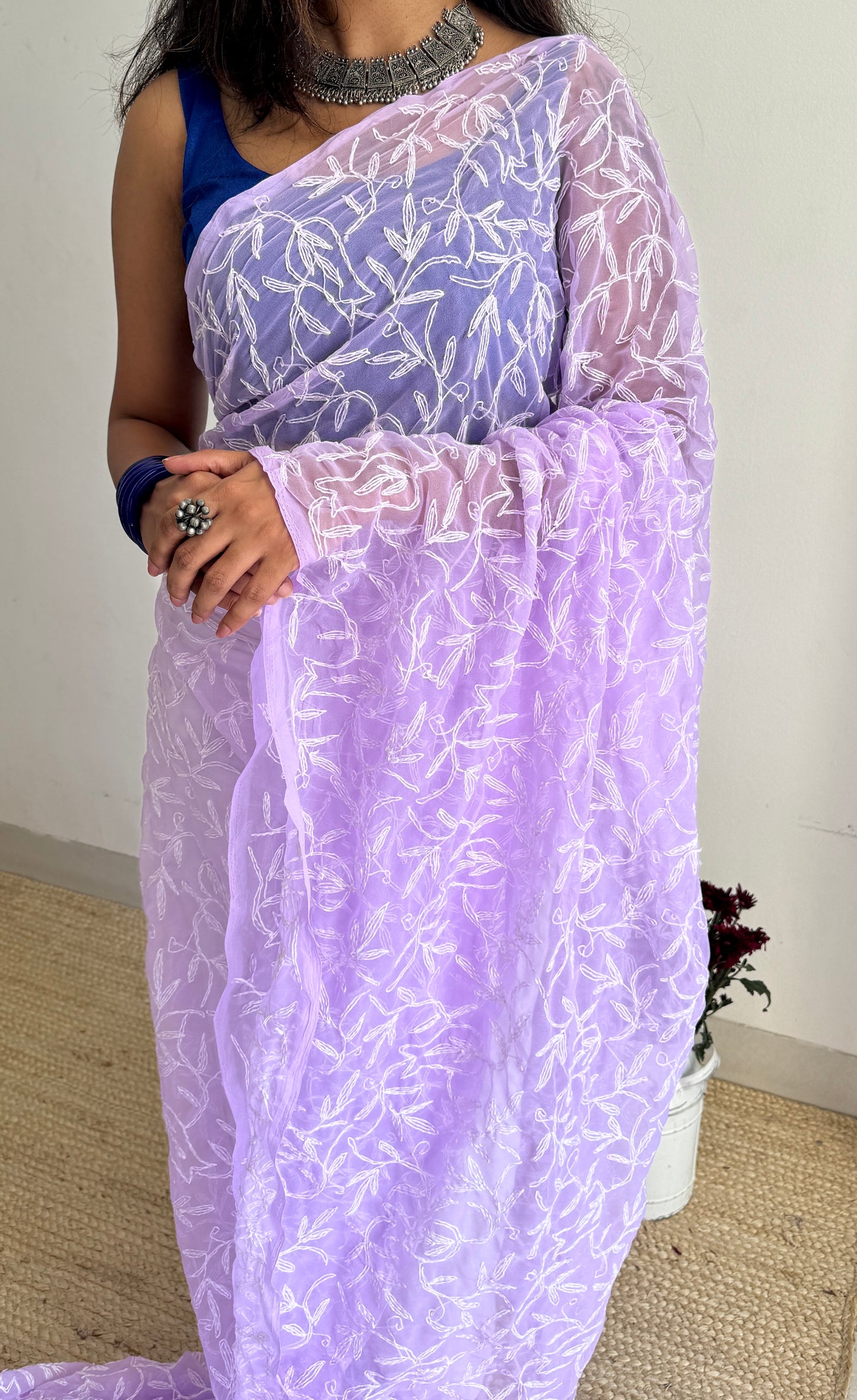 Fizaa-e-Nur (air of light) – Soft Lilac Chikankari, georgette