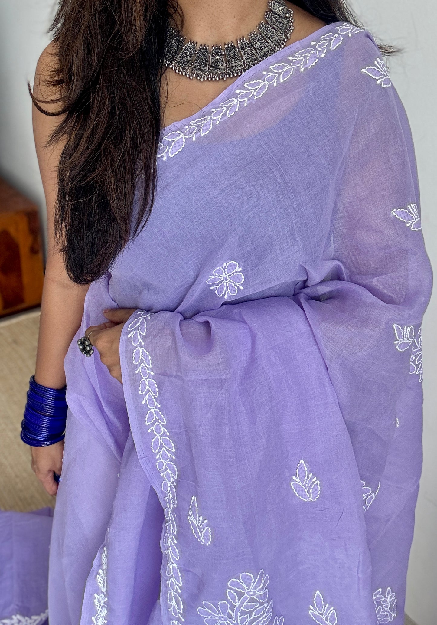 Sitaron Ki Shabnam (dew of the stars) – Lavender Chikankari, soft cotton