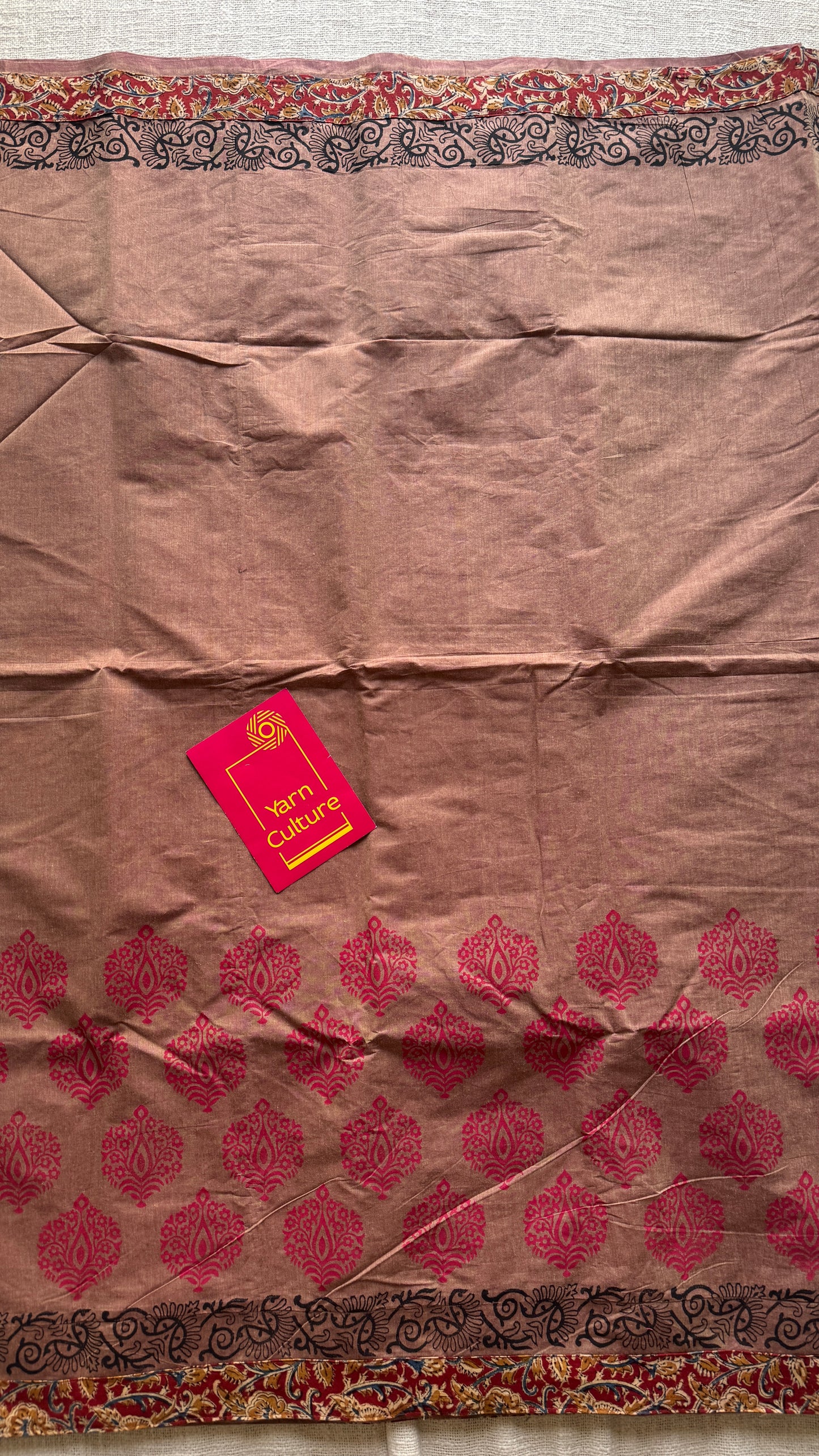 Light Brown double tone with Kalamkari patch work - Soft Cotton