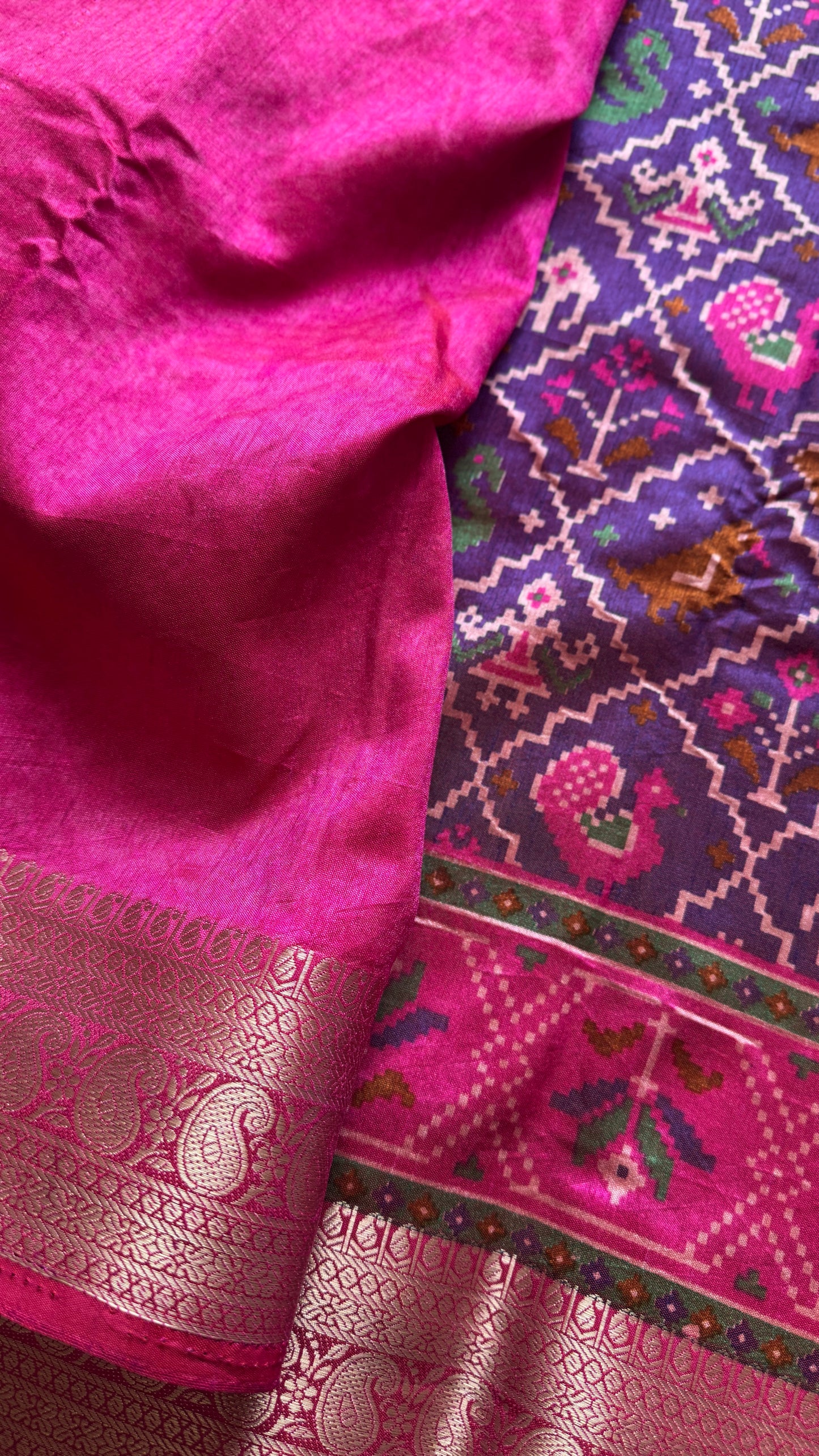 Purple pink in patola pattern - dola silk