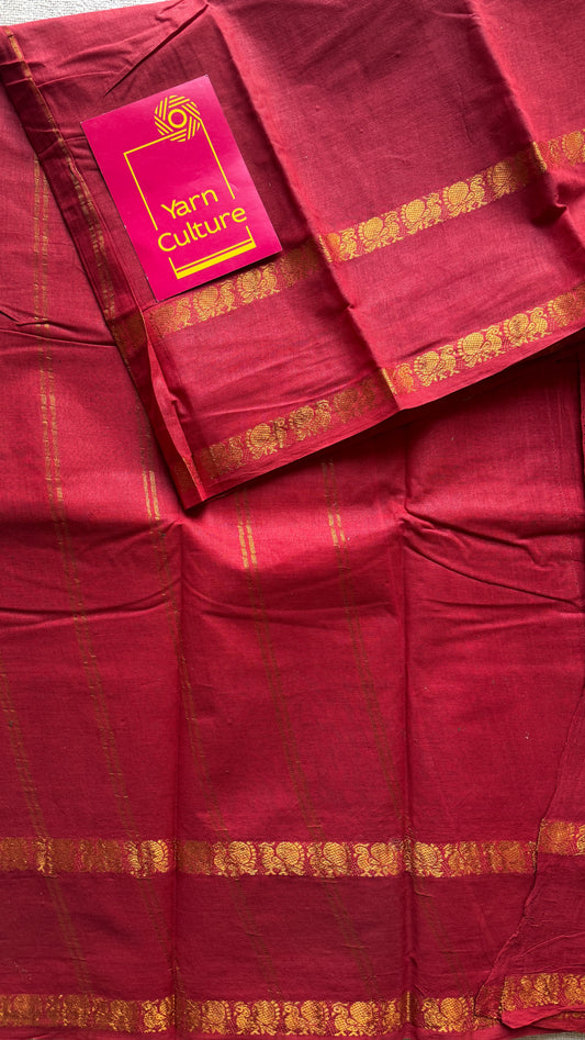 Red Rettaipettu Peacock double border - Madurai Kattuchayam