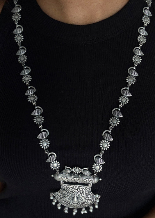 Long haram - silver with dangler earring