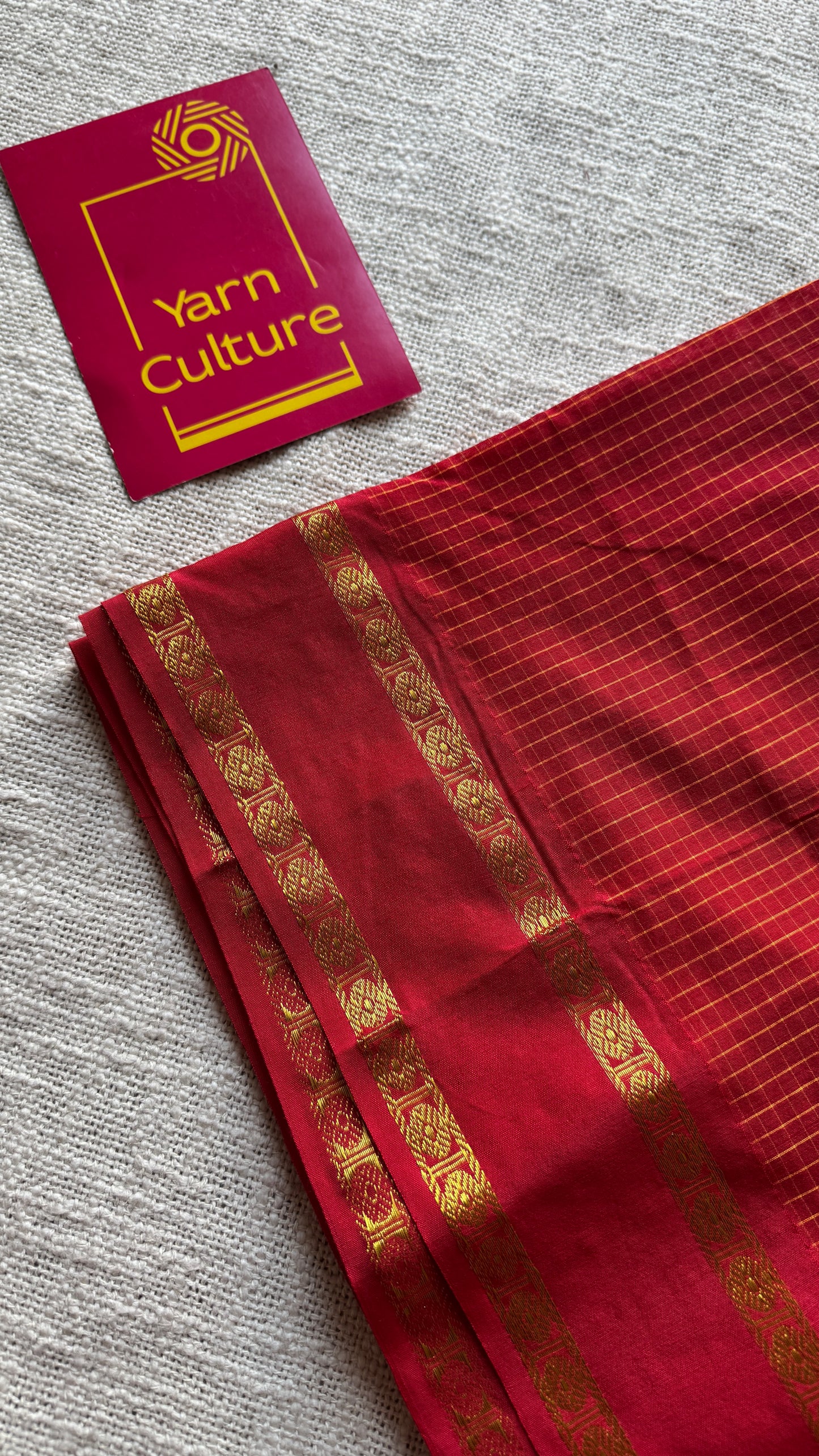 Chilli Red - Arani Checks in cotton silk