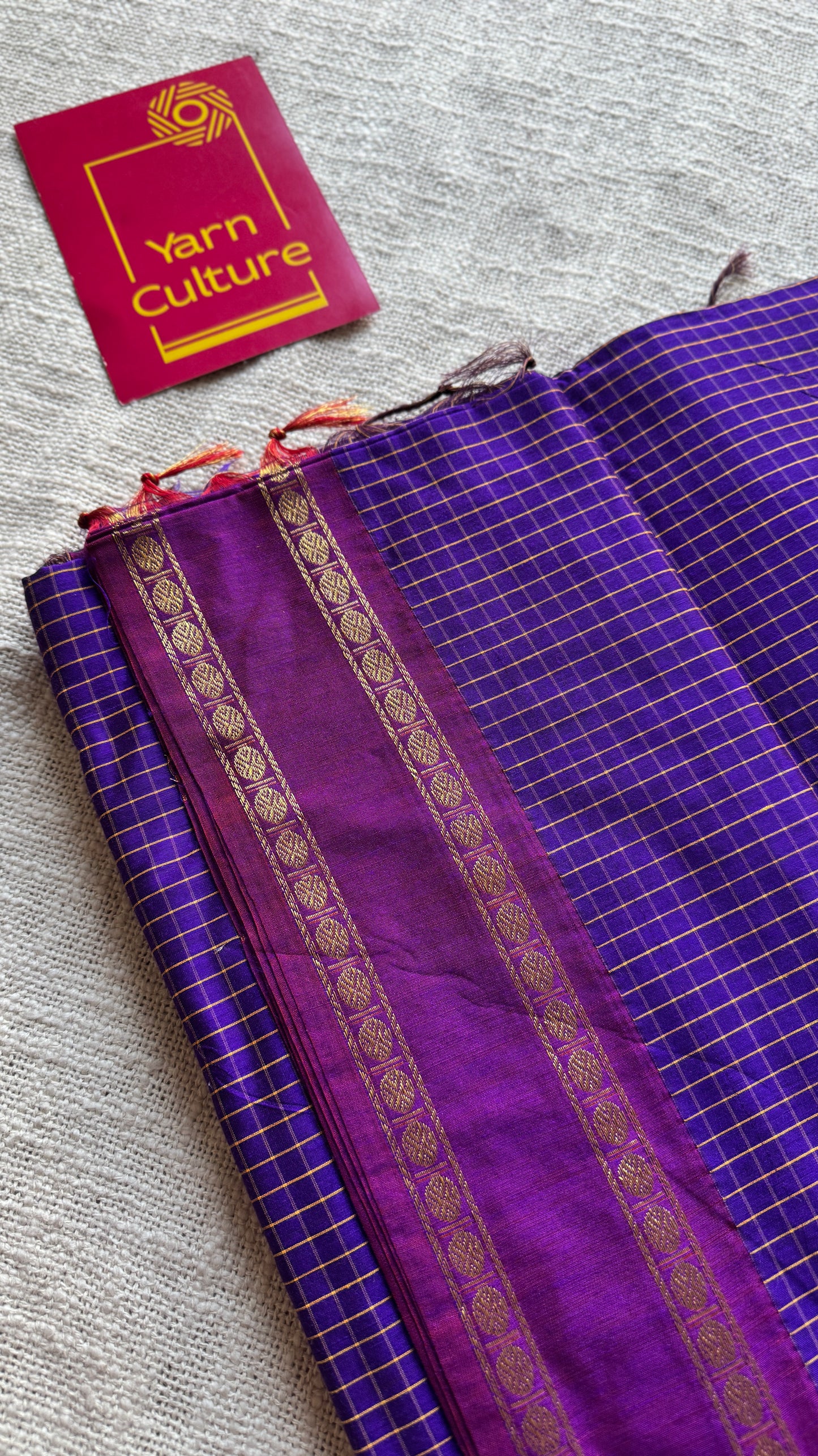 Purple pink, Double Toned - Arani Checks in cotton silk