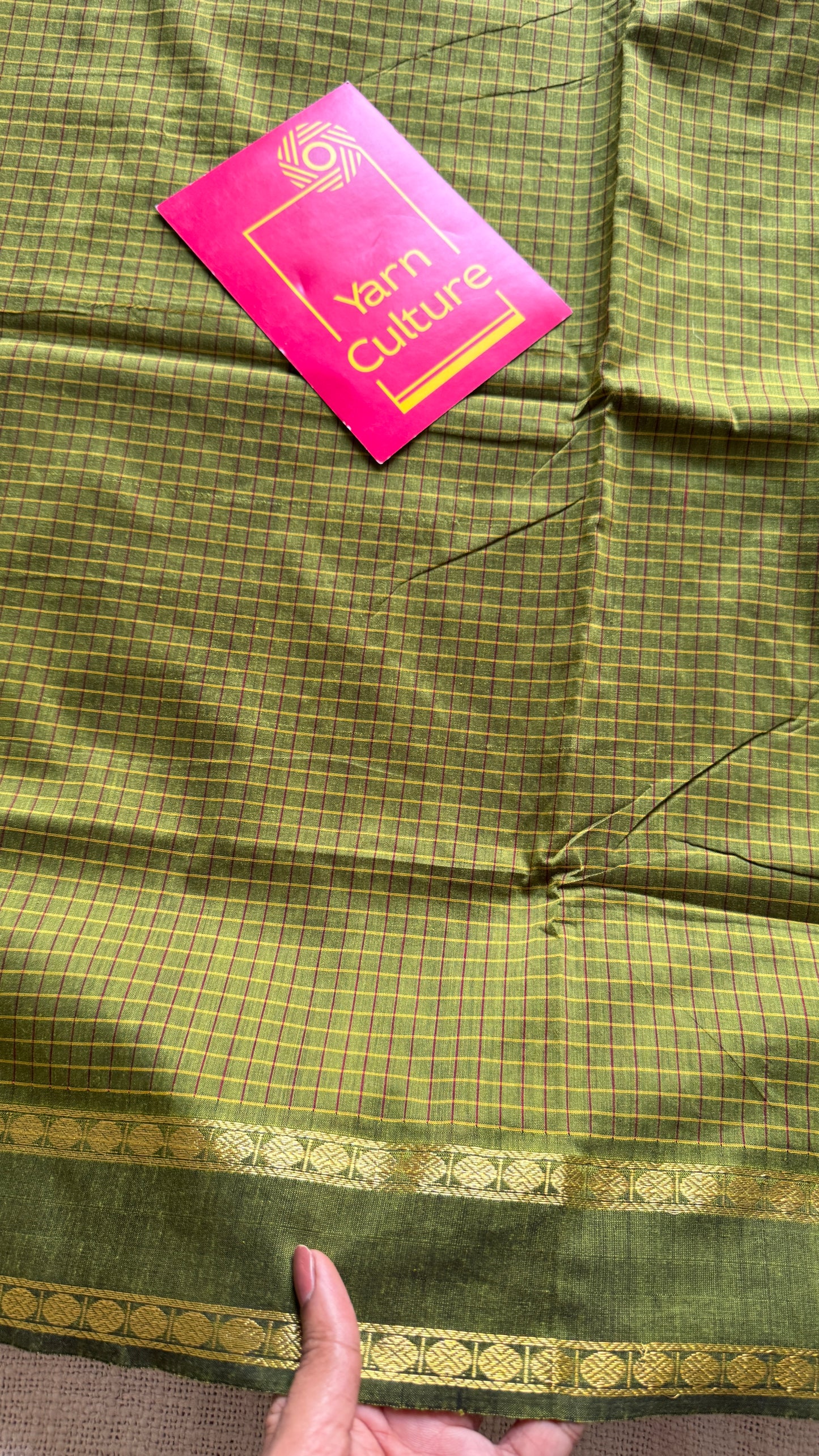 Olive Green - Arani Checks in cotton silk