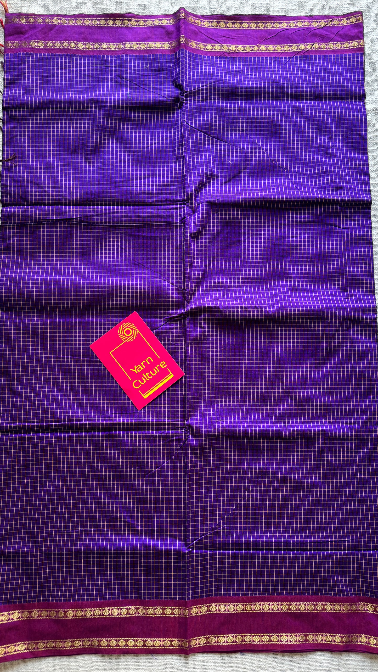 Purple pink, Double Toned - Arani Checks in cotton silk