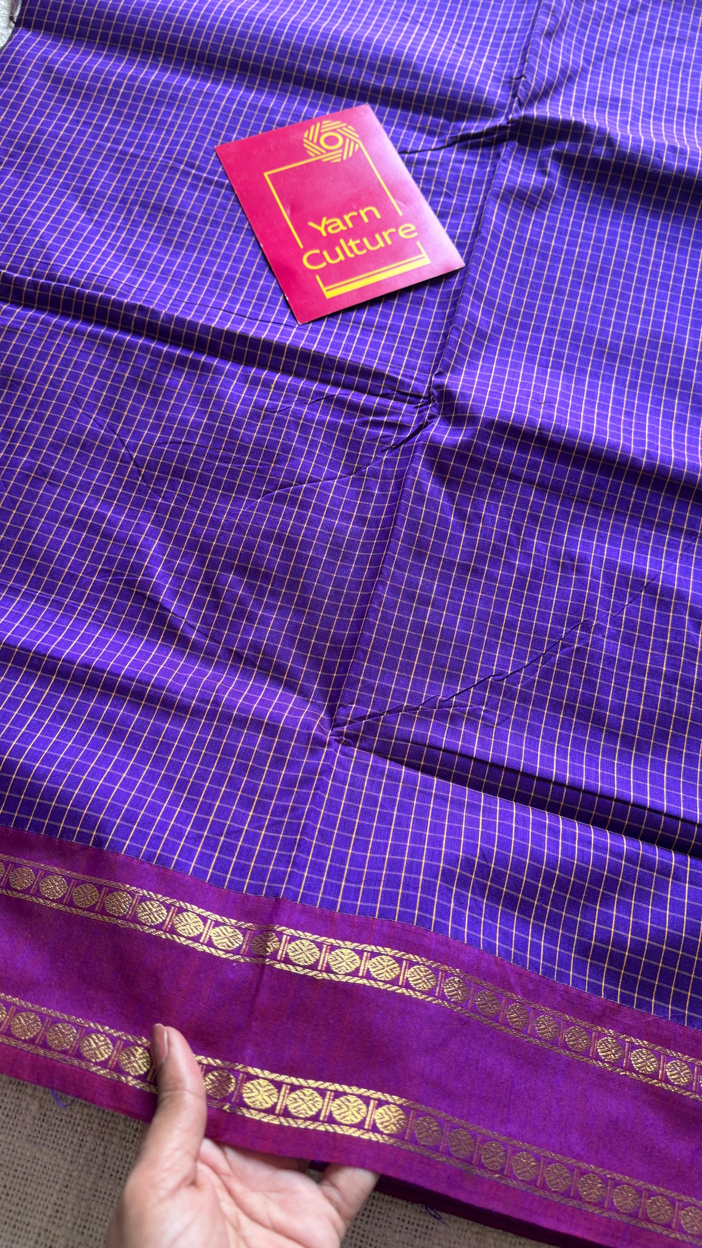 Purple pink, Double Toned - Arani Checks in cotton silk