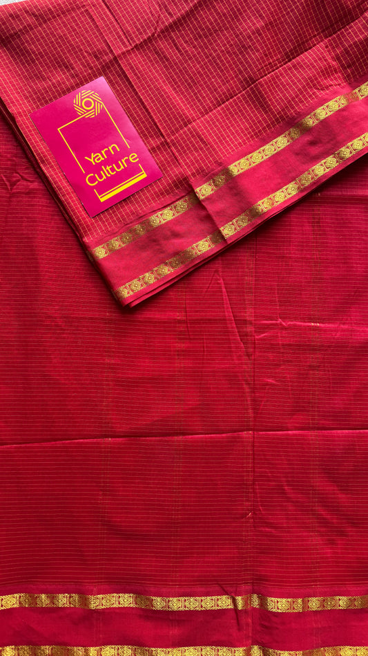 Chilli Red - Arani Checks in cotton silk