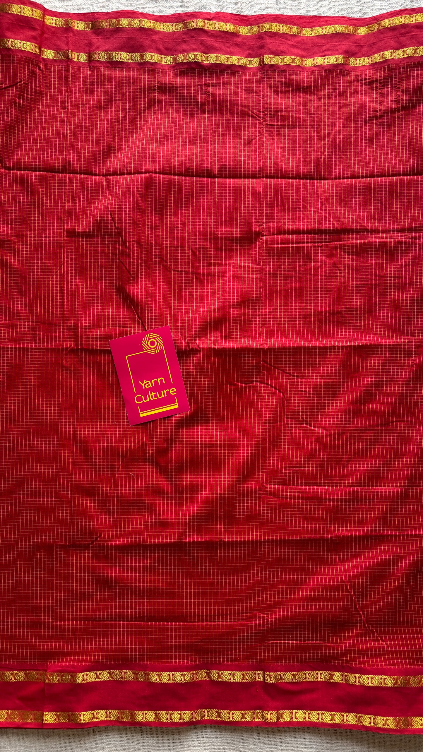Chilli Red - Arani Checks in cotton silk
