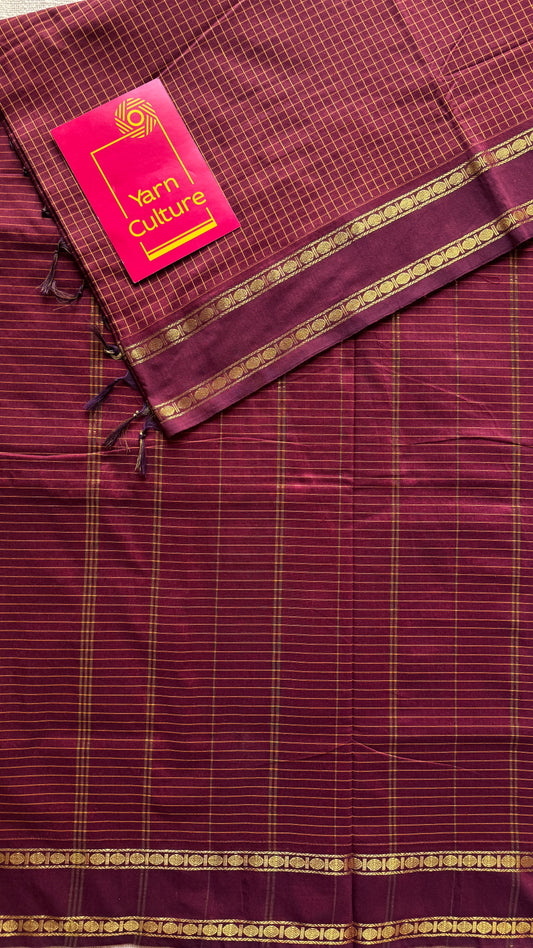 Maroon - Arani Checks in cotton silk