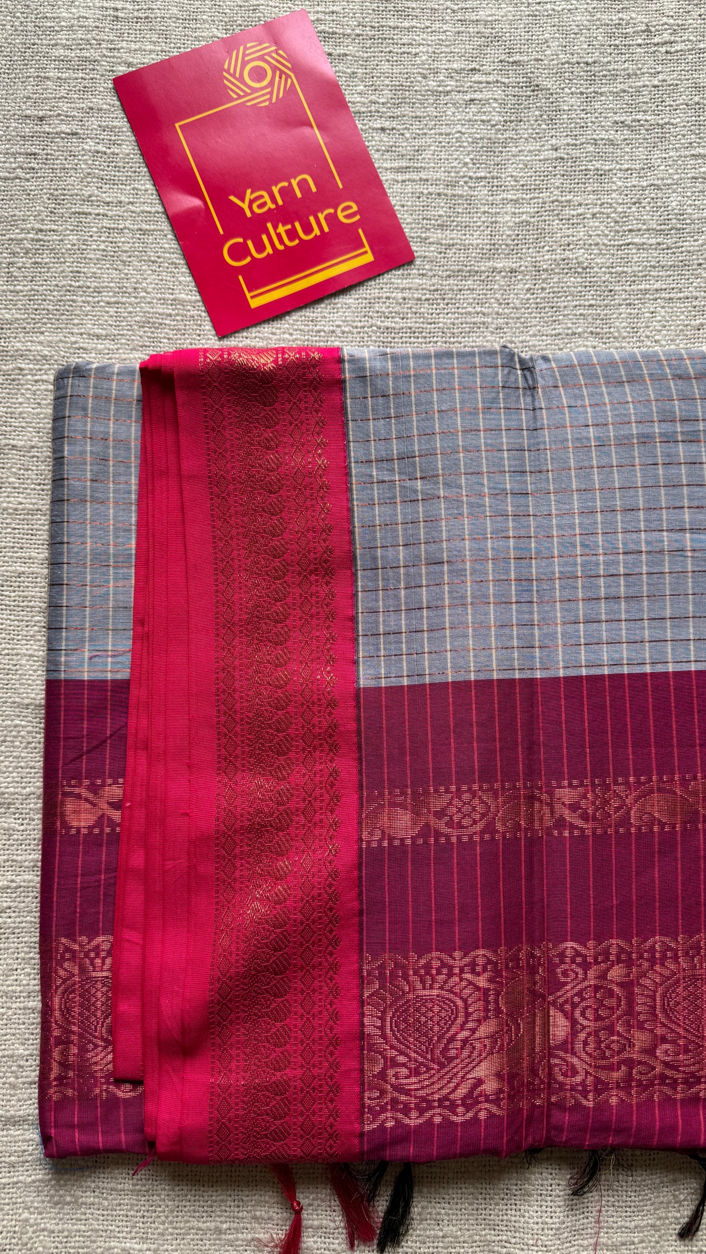 Grey- Pink, Checks - Kalyani Cotton Silk - YCCOTNKCSC01
