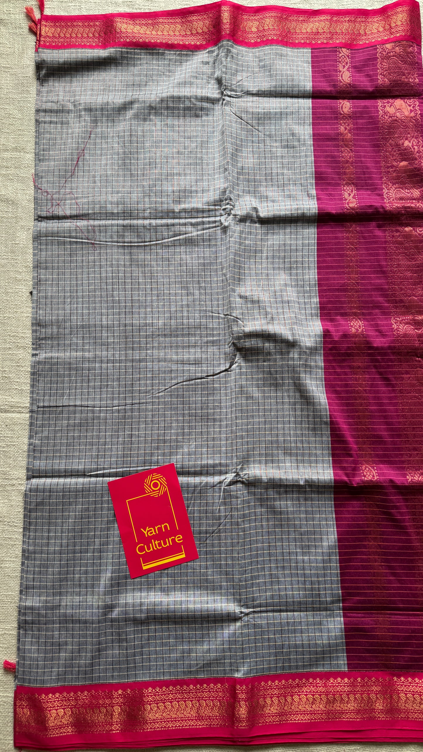 Grey- Pink, Checks - Kalyani Cotton Silk - YCCOTNKCSC01