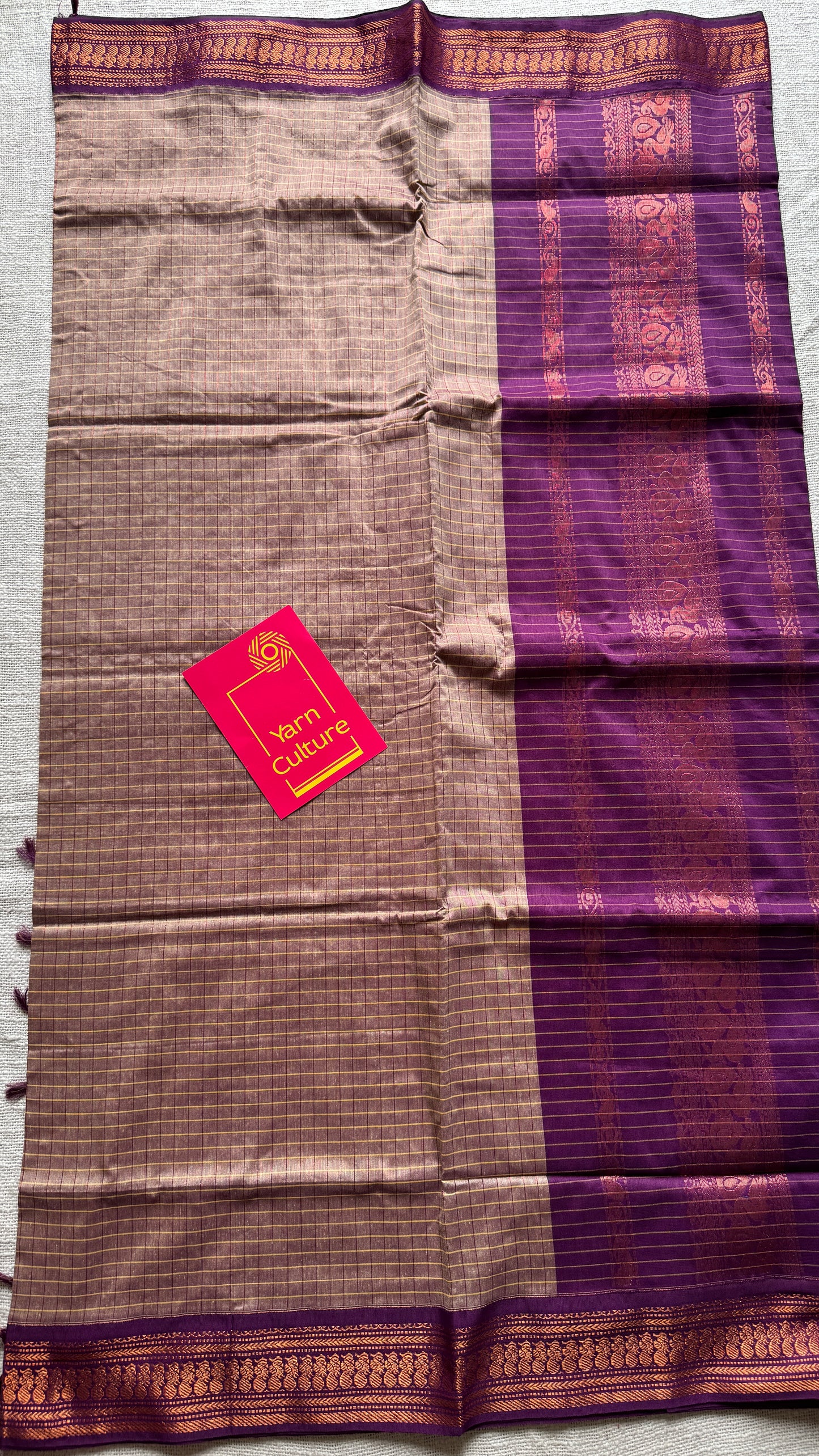 Copper Rose - Purple Pink, Checks - Kalyani Cotton Silk - YCCOTNKCSC02