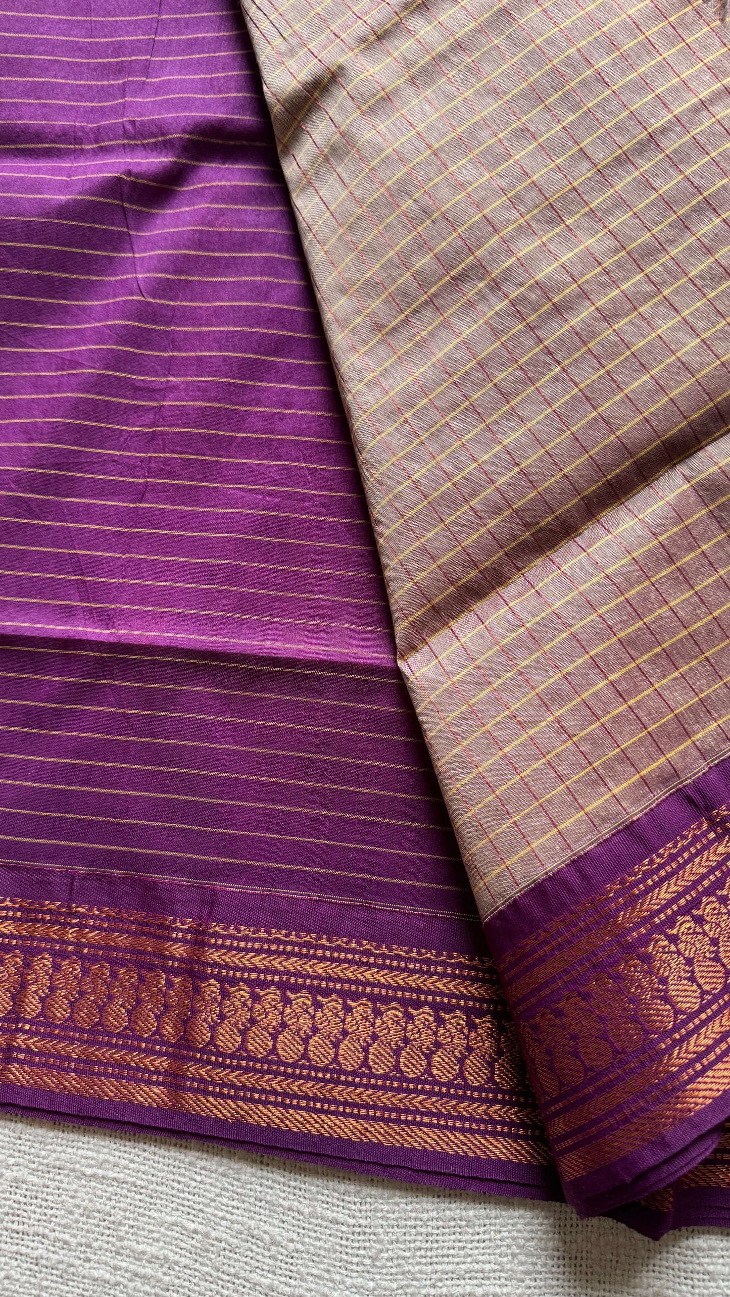Copper Rose - Purple Pink, Checks - Kalyani Cotton Silk - YCCOTNKCSC02