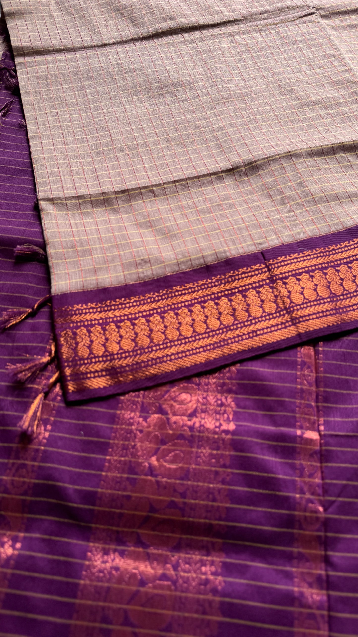 Copper Rose - Purple Pink, Checks - Kalyani Cotton Silk - YCCOTNKCSC02