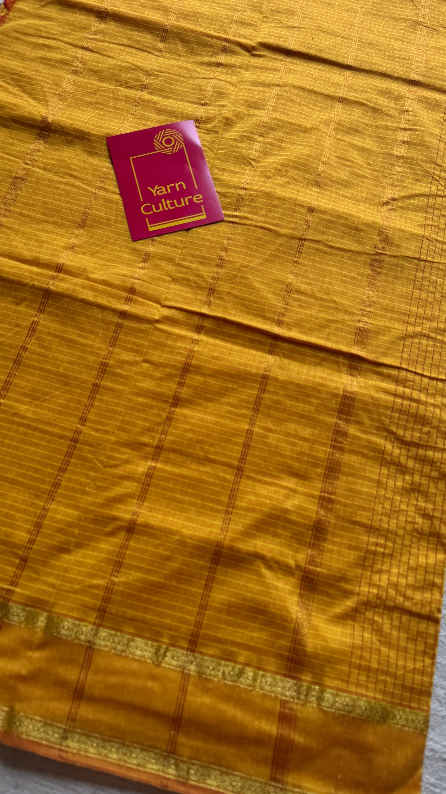 Yellow (with slight hint of orange on the border) - Arani Checks in cotton silk
