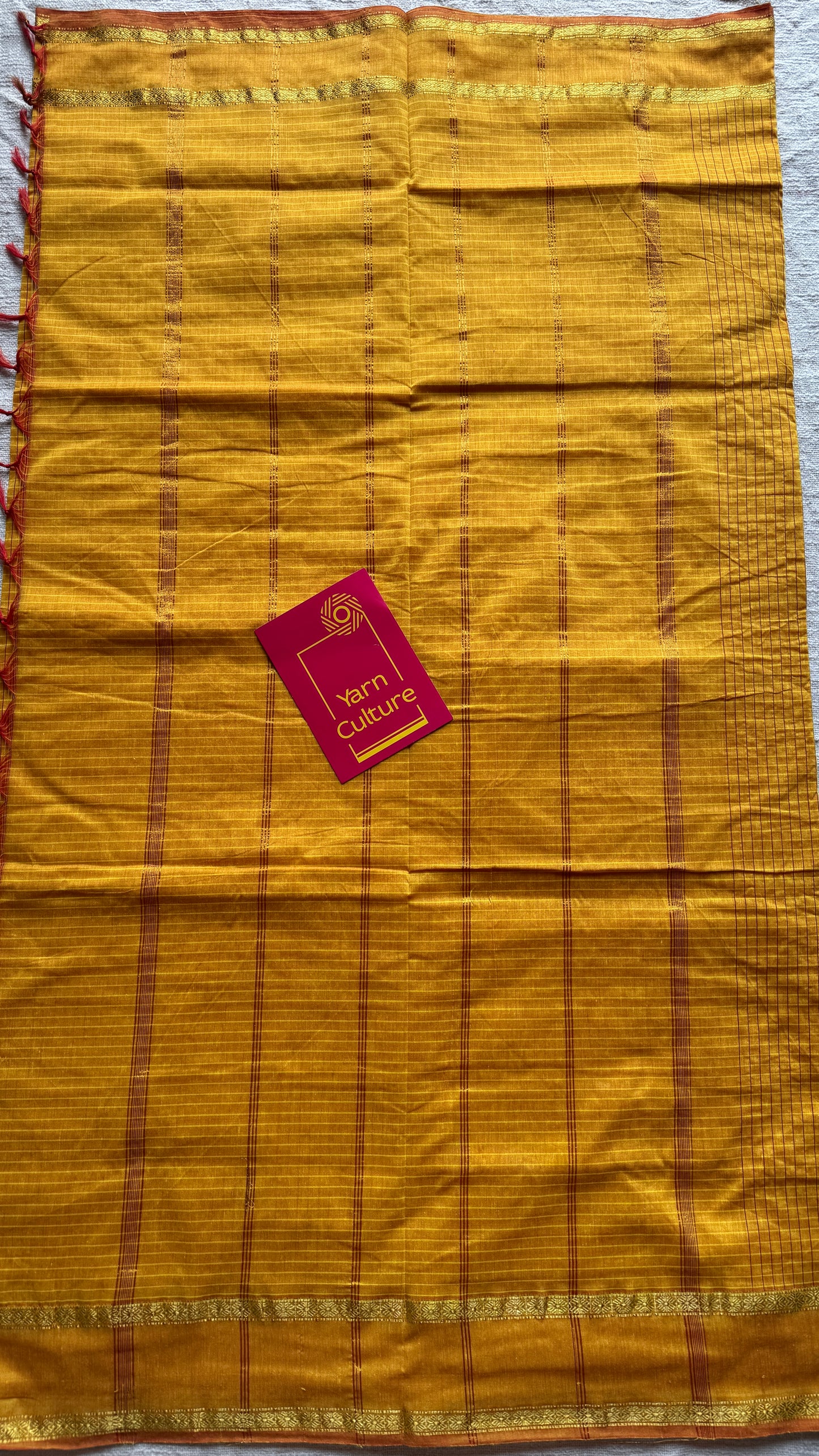 Yellow (with slight hint of orange on the border) - Arani Checks in cotton silk