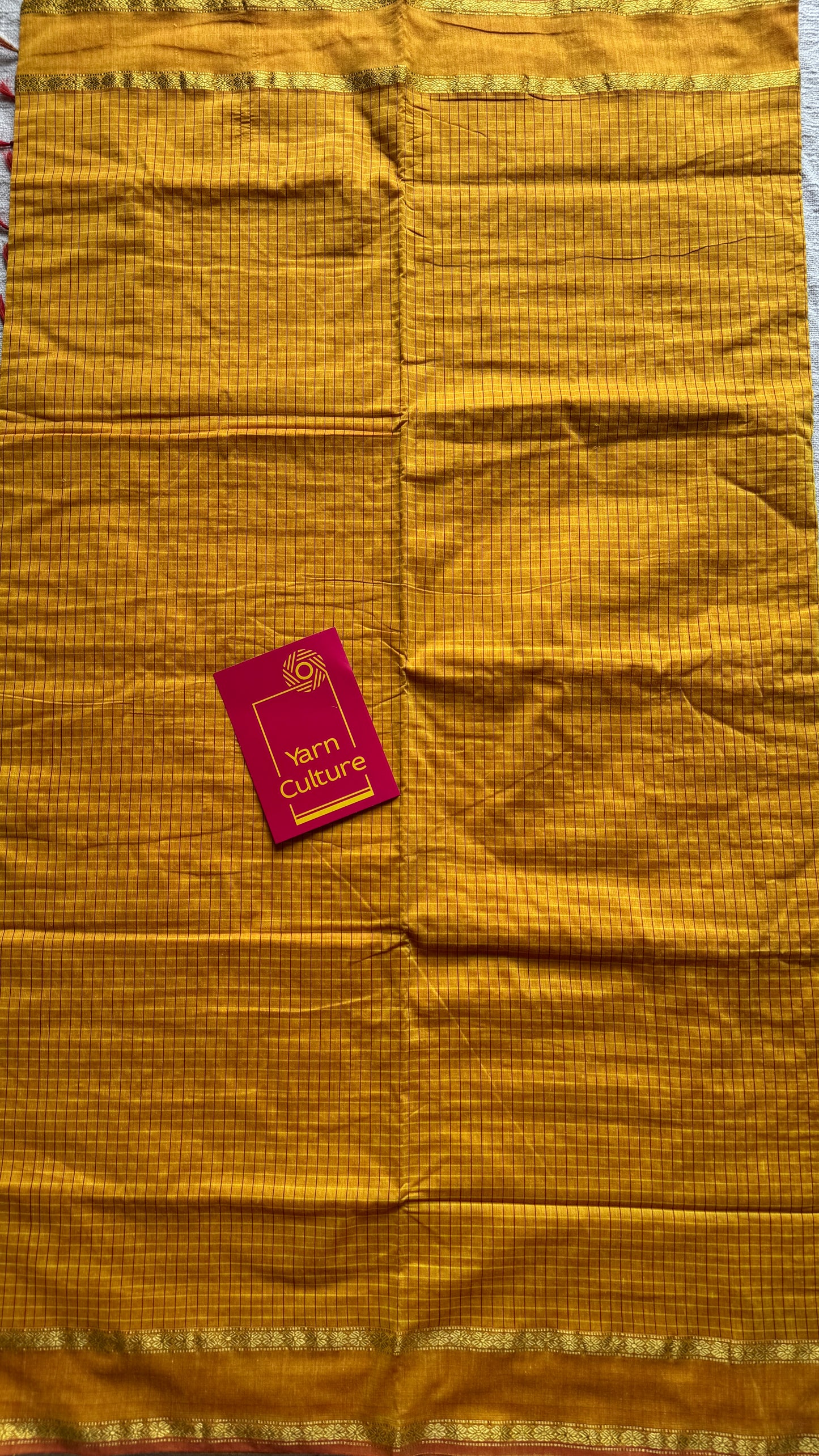 Yellow (with slight hint of orange on the border) - Arani Checks in cotton silk