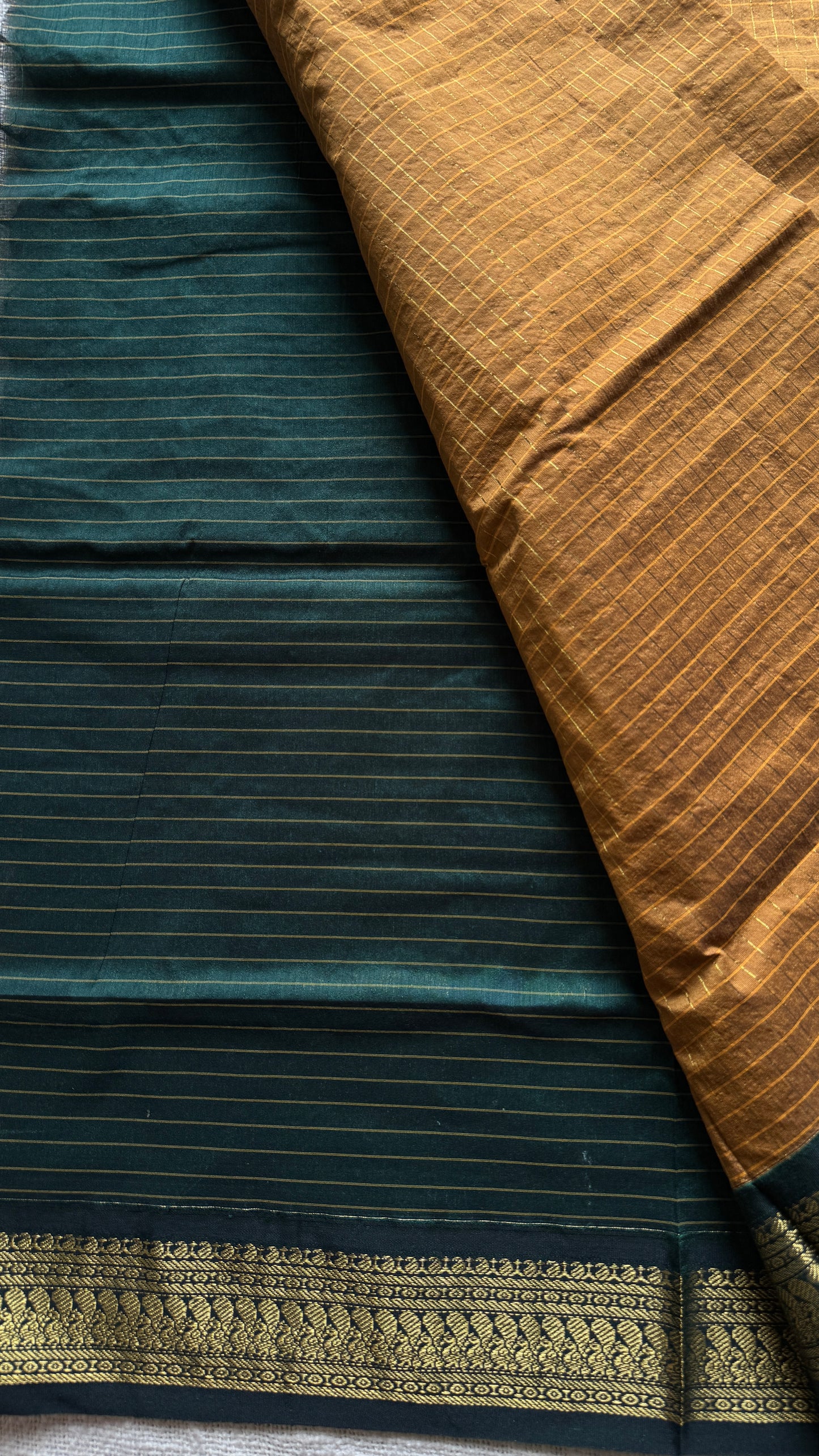 Light Brown - Dark Green, Checks - Kalyani Cotton Silk - YCCOTNKCSC07
