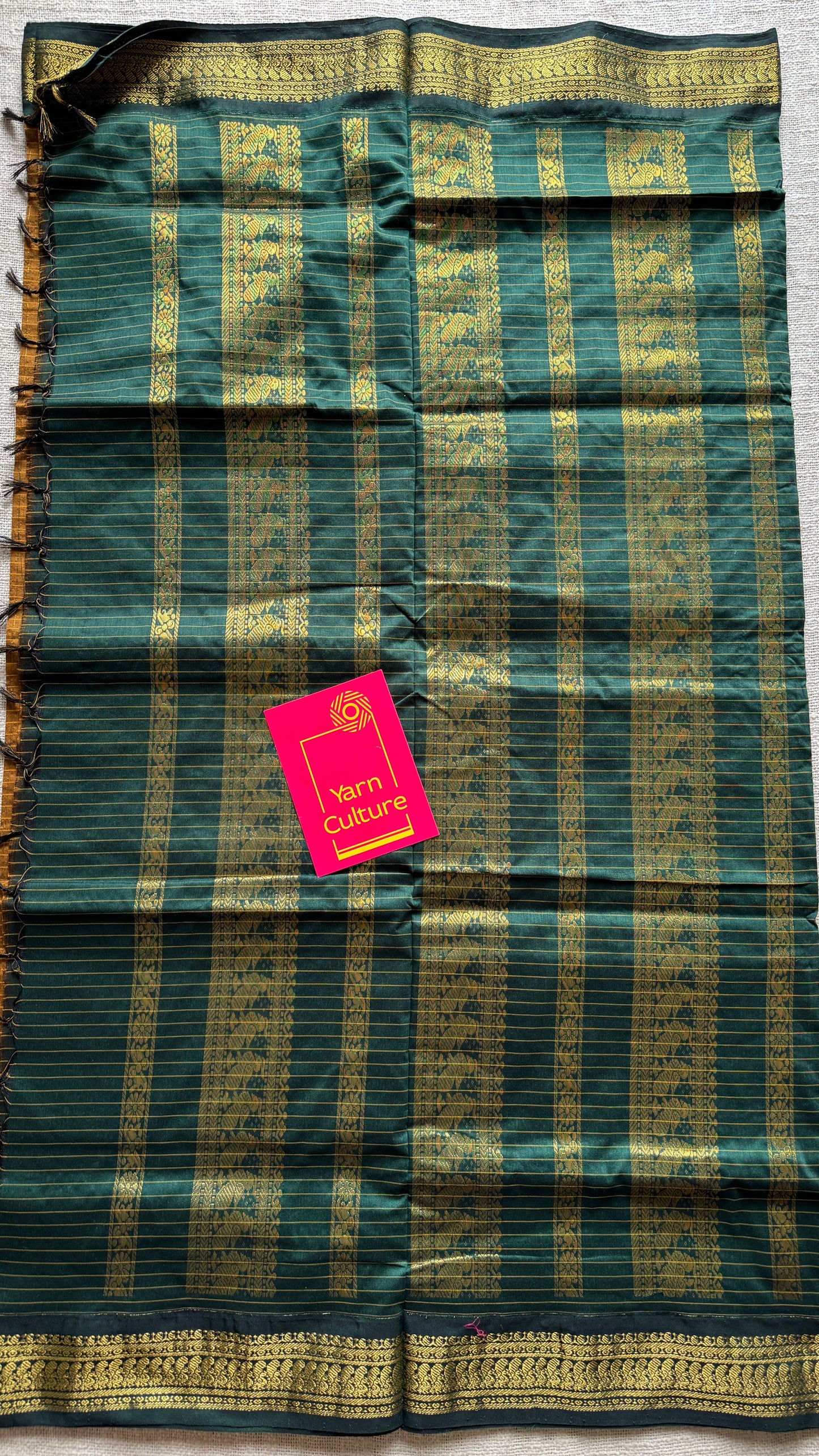 Light Brown - Dark Green, Checks - Kalyani Cotton Silk - YCCOTNKCSC07