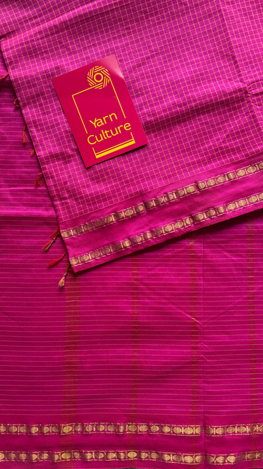 Hot pink - Arani Checks in cotton silk