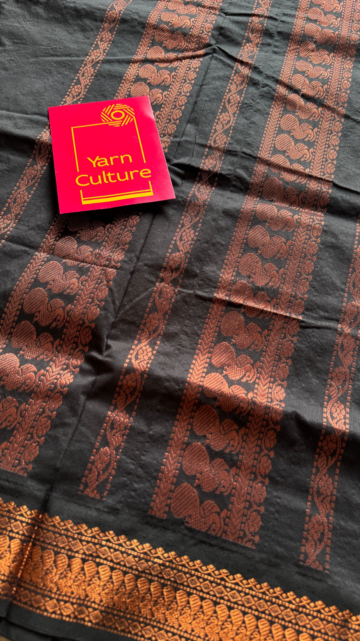 Magenta Pink - Black, Copper Zari - Kalyani Cotton Silk - YCCOTNKCSB02