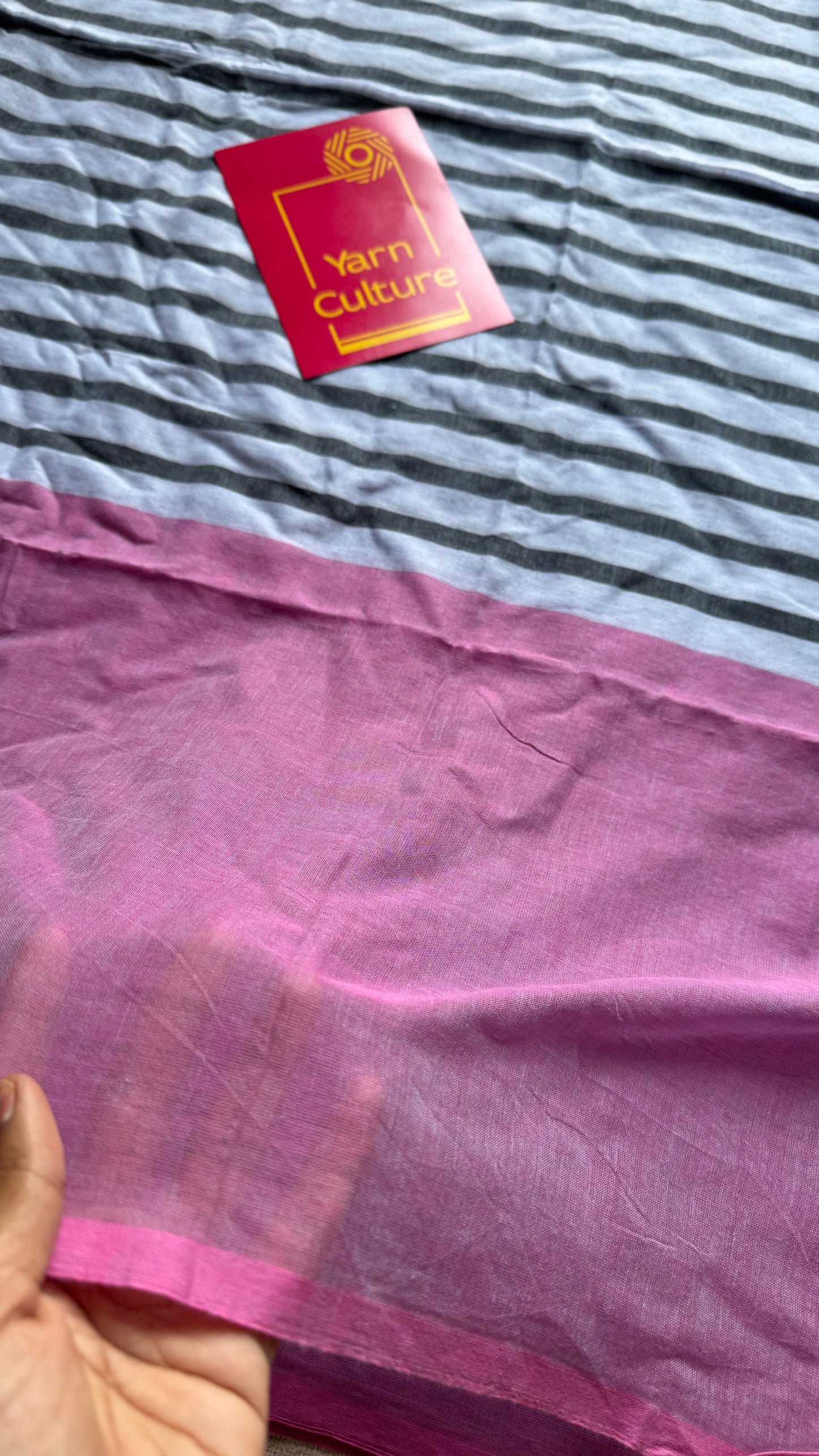 Dark Grey Mist - Pink and dark grey stripes, mul cotton