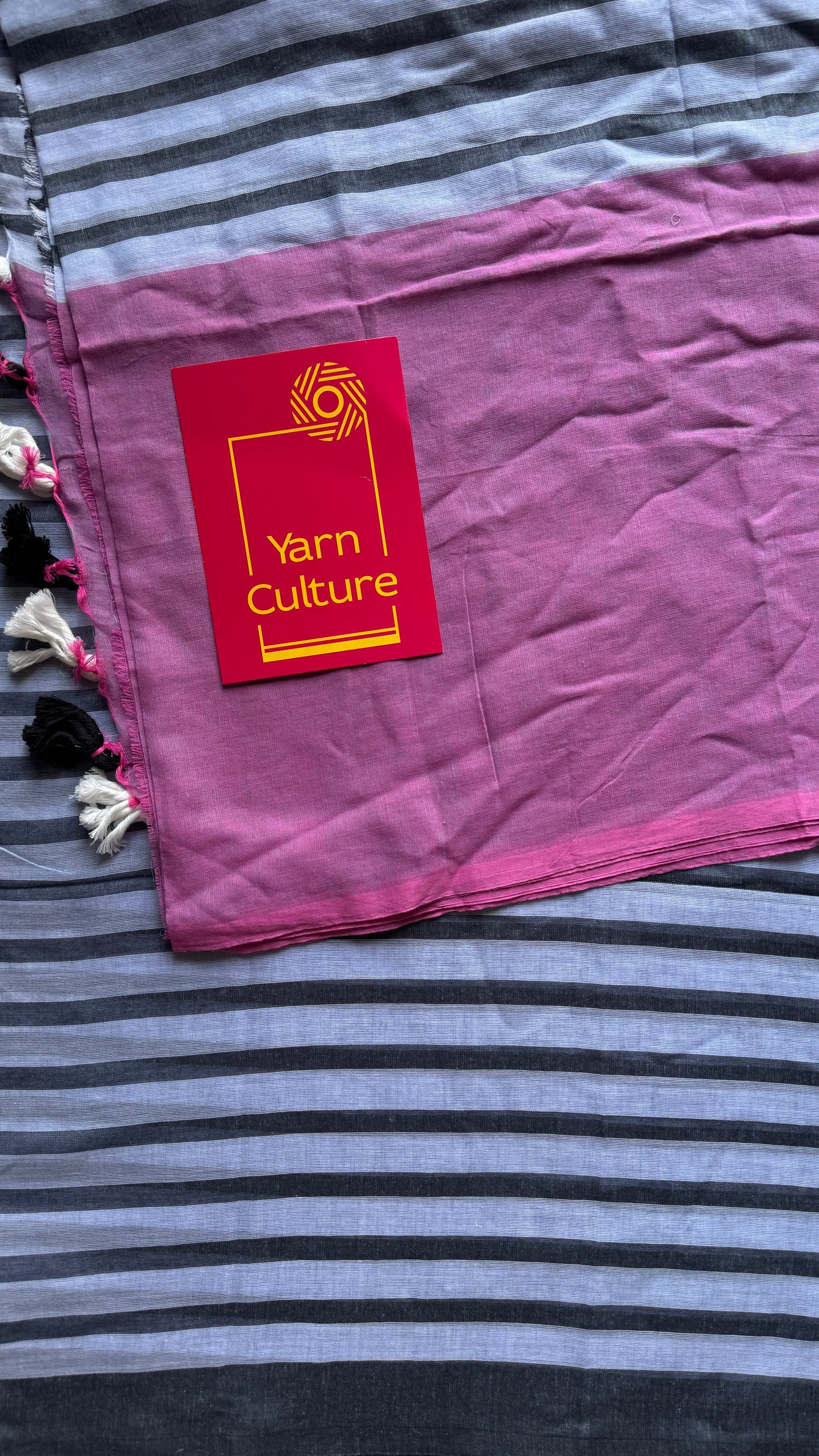 Dark Grey Mist - Pink and dark grey stripes, mul cotton