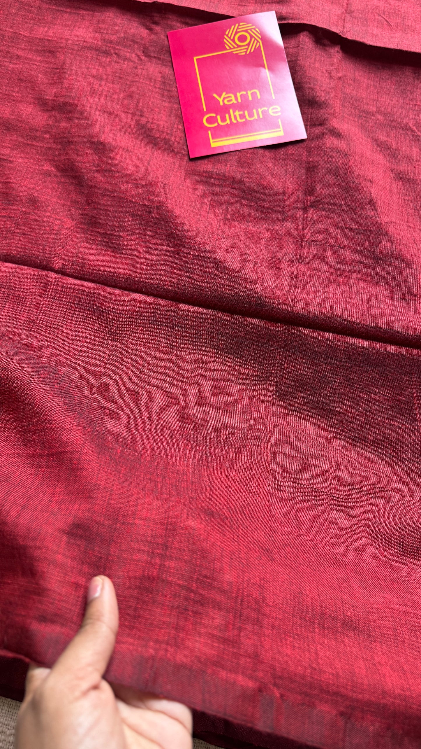 Maroon Mirage - Maroon with silver gold dual tone pallu, soft khadi cotton