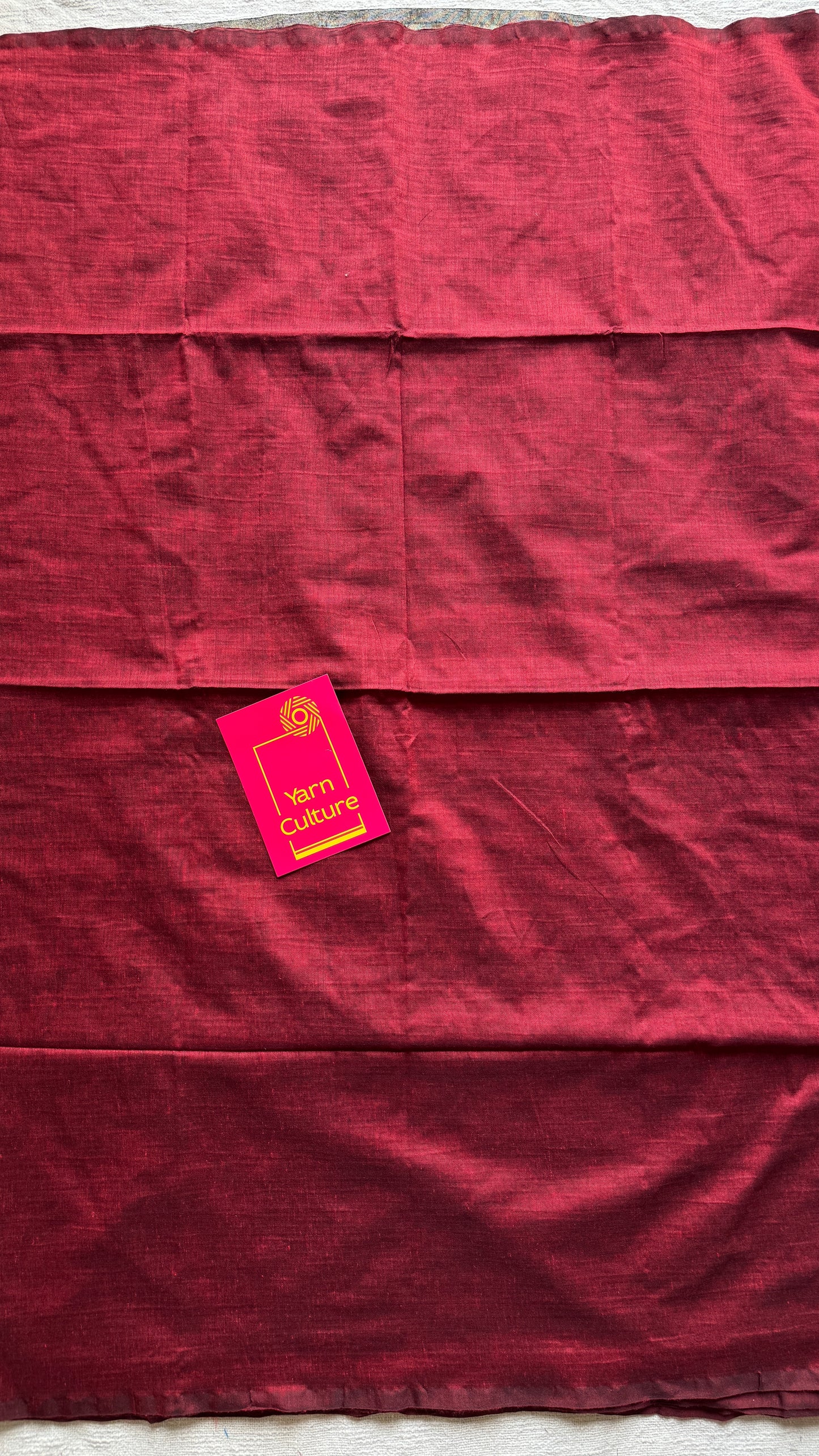 Maroon Mirage - Maroon with silver gold dual tone pallu, soft khadi cotton