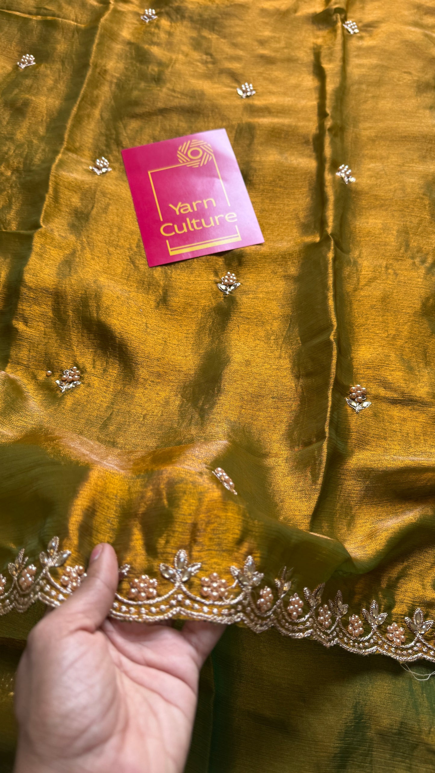 Molten Gold - dual tone with beaded embroidery, fendi satin