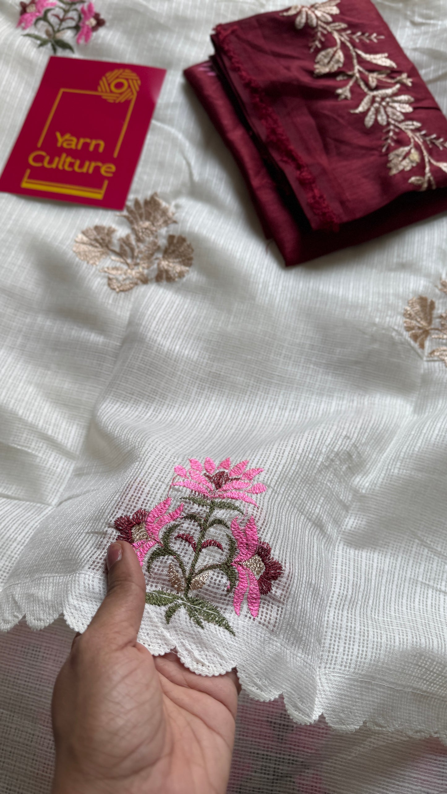 Ivory Rose - Kota with embroidery and scallop borders