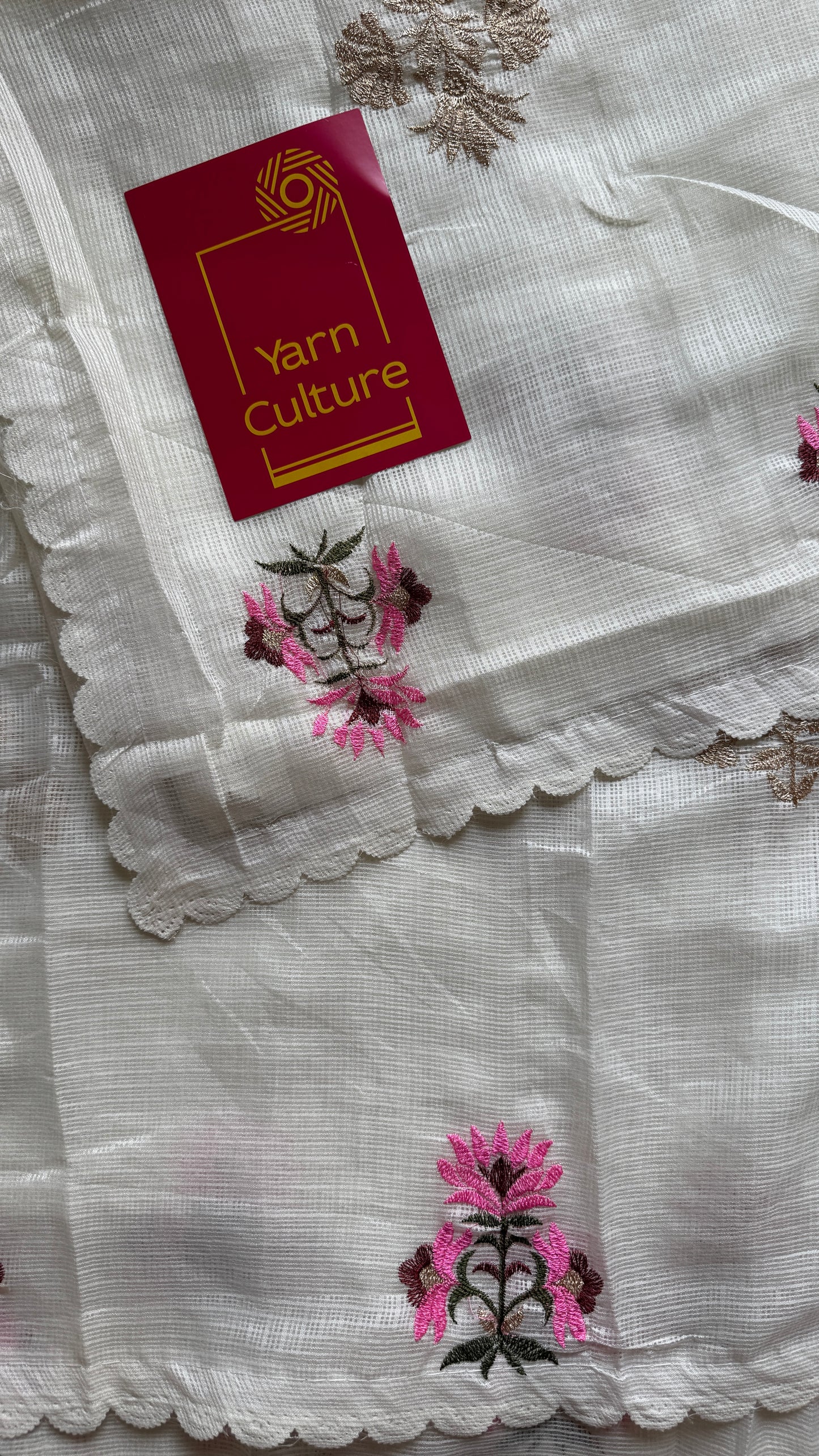 Ivory Rose - Kota with embroidery and scallop borders