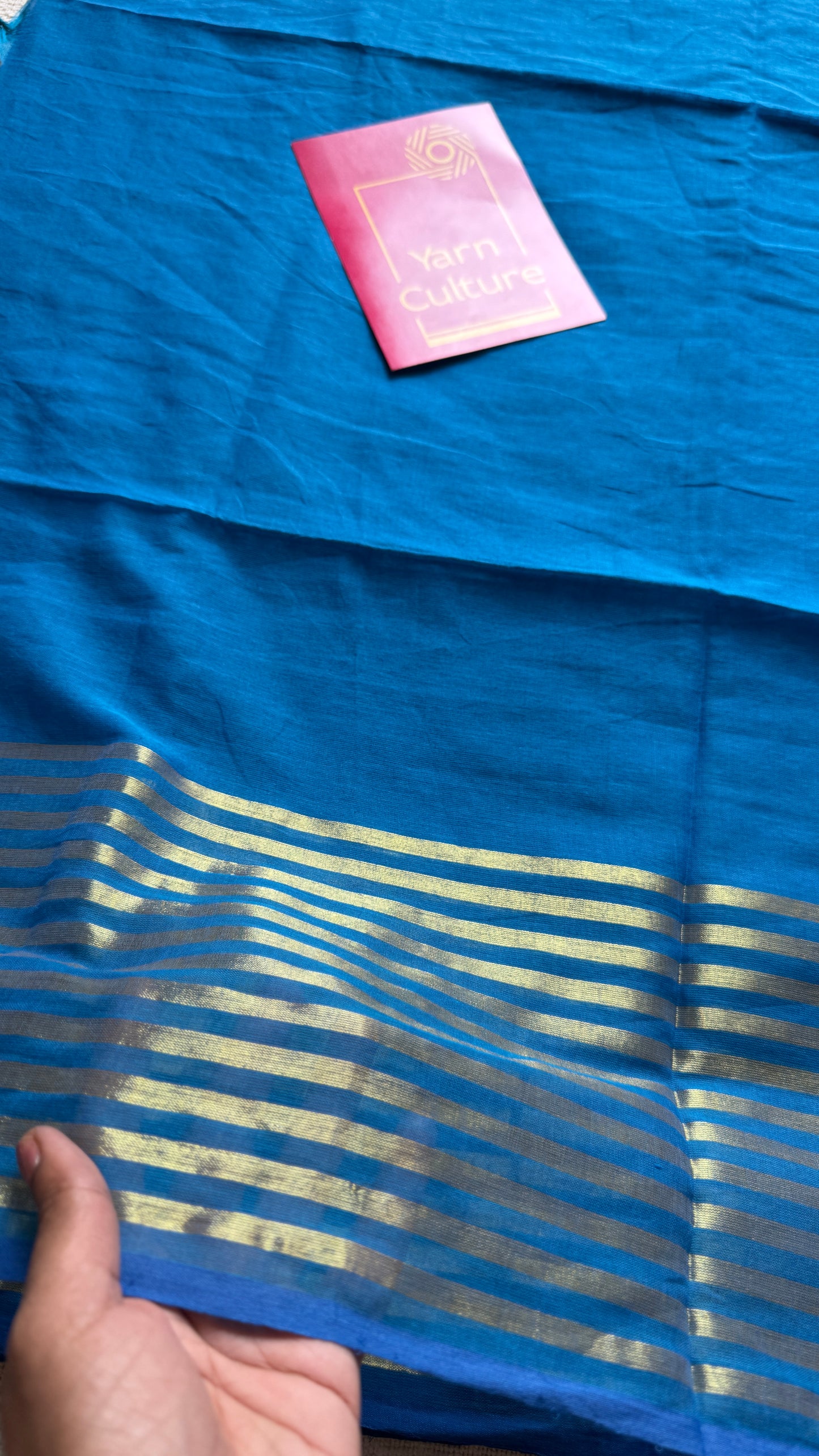 Blue Haze - Blue & gold stripes, mul cotton