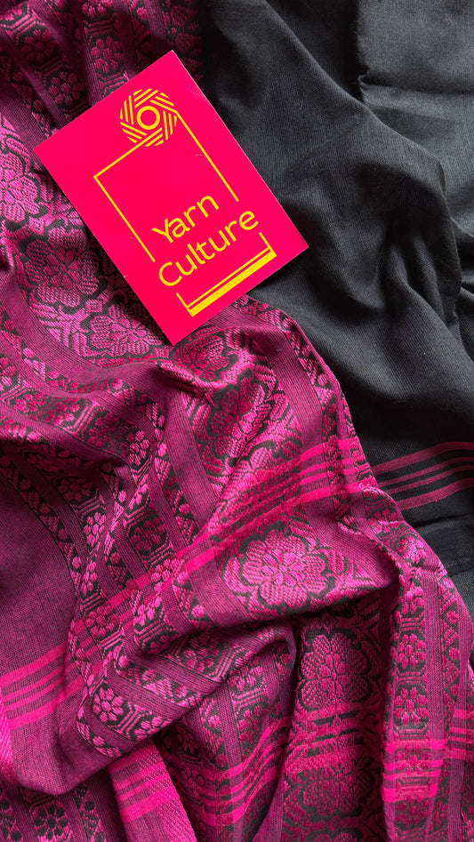 Black with pink thread work, soft cotton - YCBCBK02