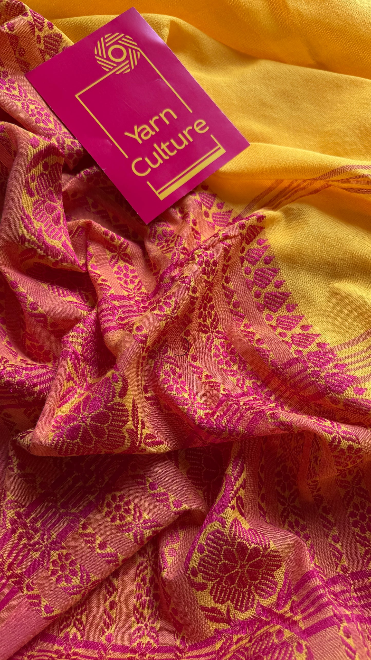 Yellow with pink thread work, soft cotton - YCBCBK05