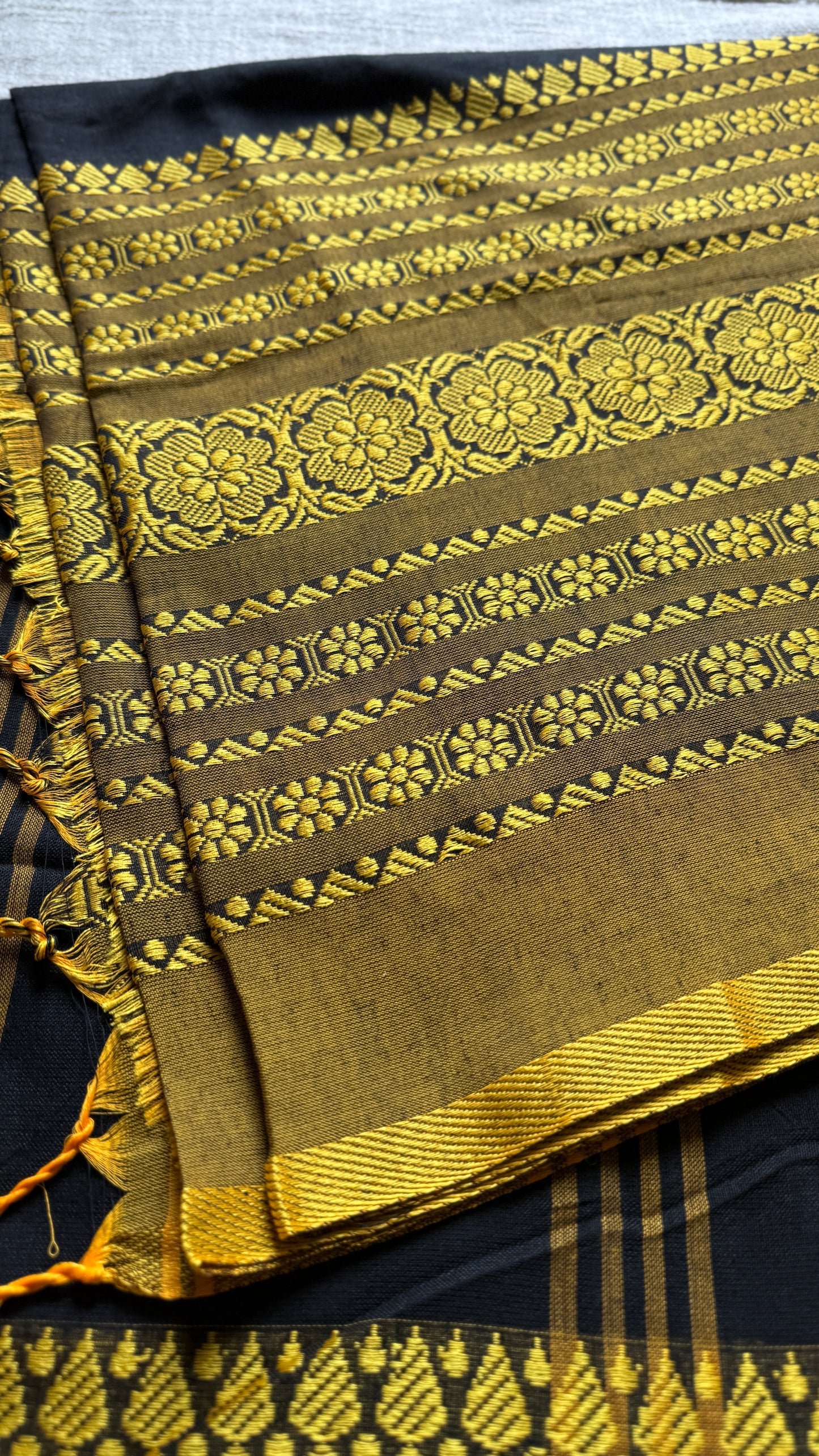 Black with yellow thread work, soft cotton - YCBCBK01