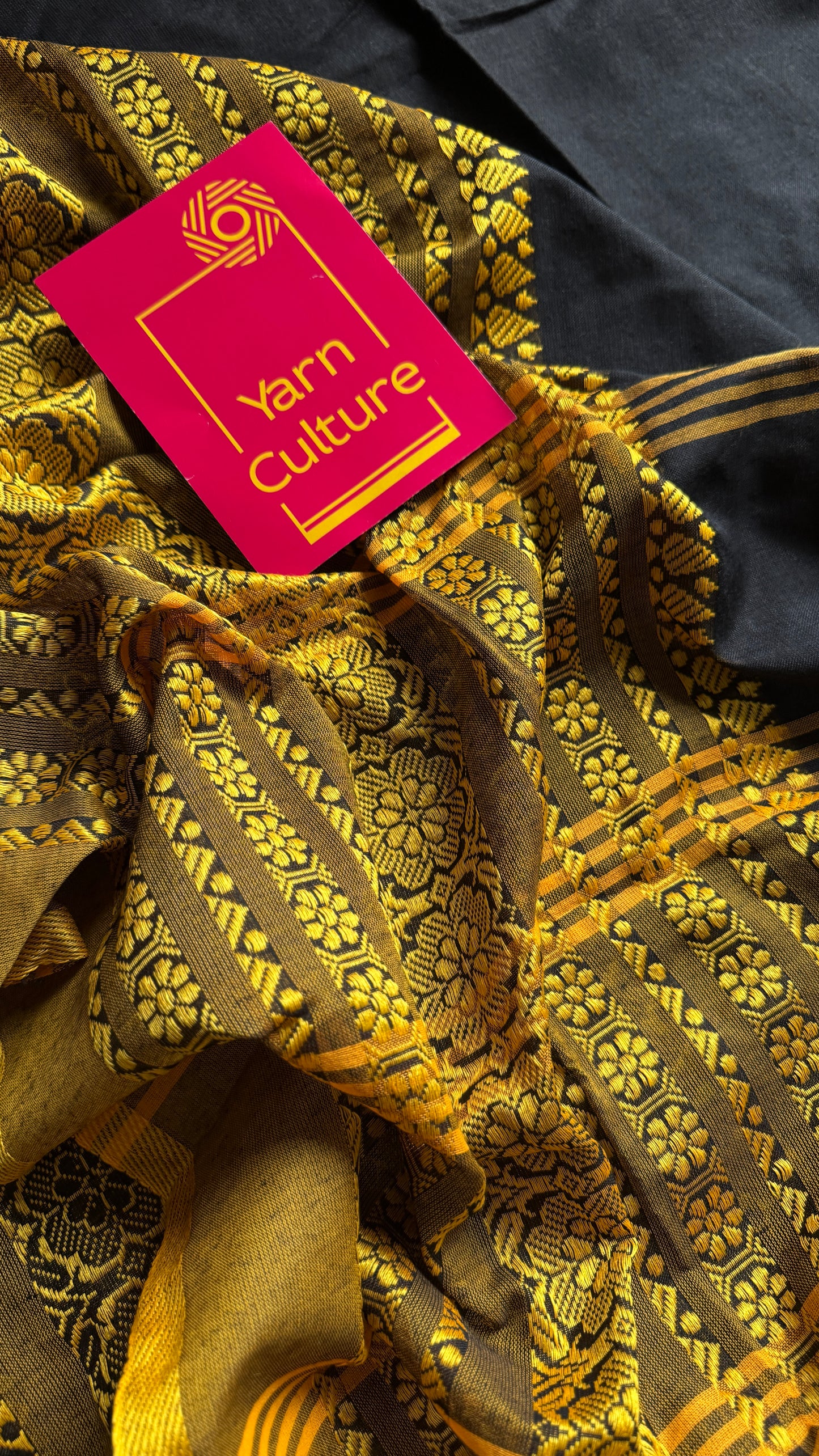 Black with yellow thread work, soft cotton - YCBCBK01