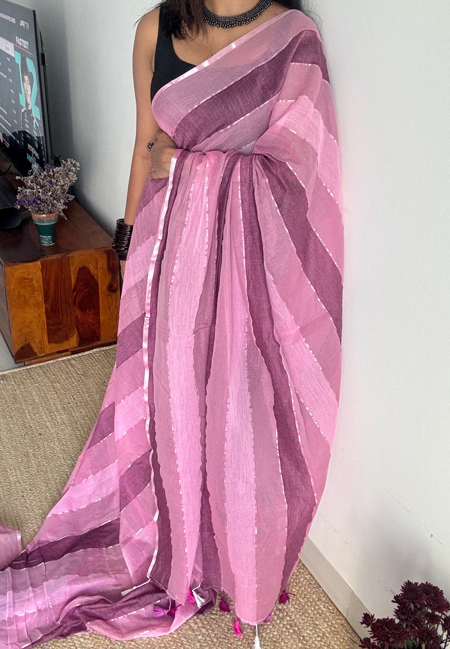 Raspberry Whirl (lighter) - Pink and wine colour block hues, mul cotton