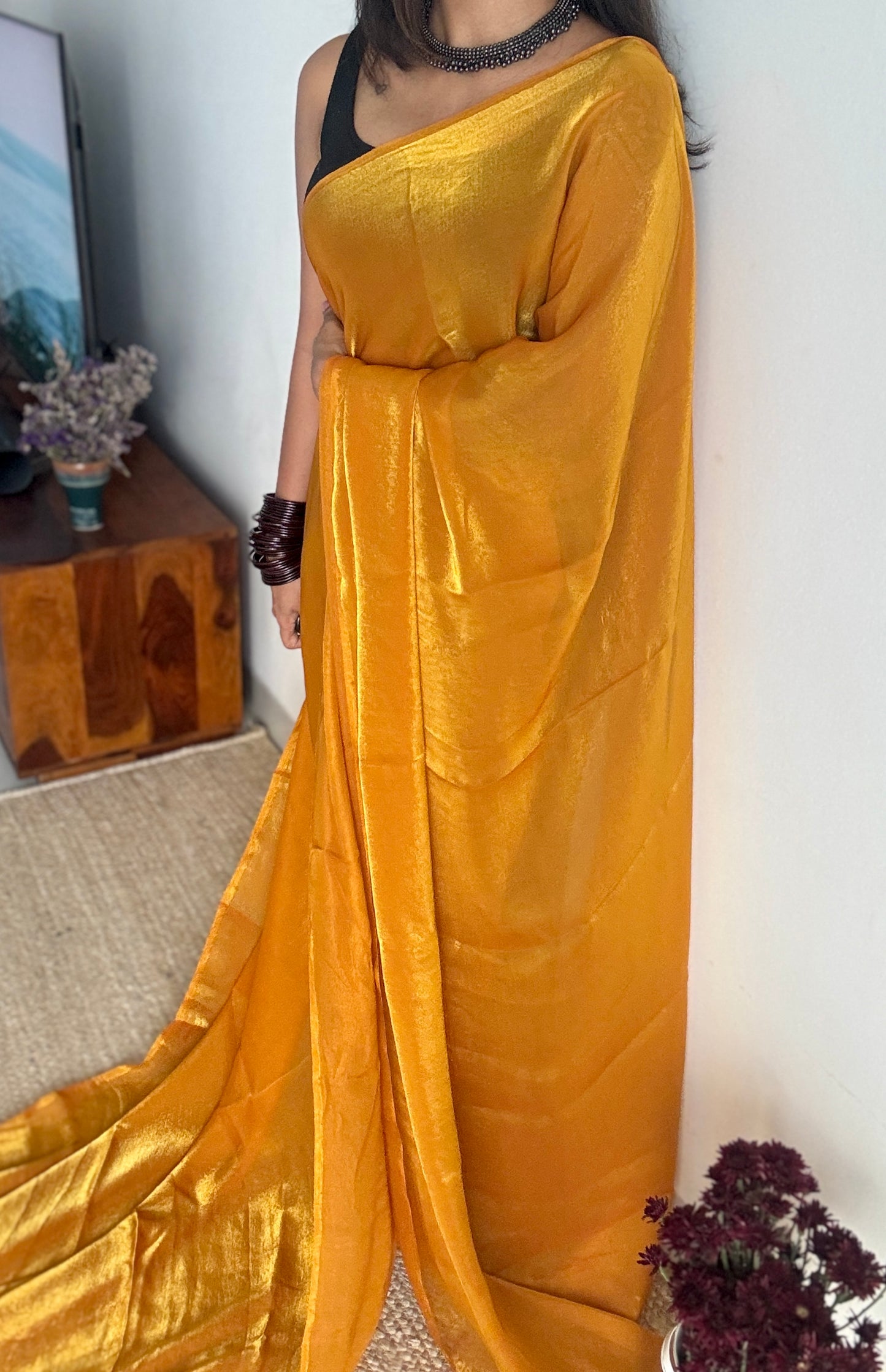 Golden Margarita - yellow velvet like dual tone, space silk