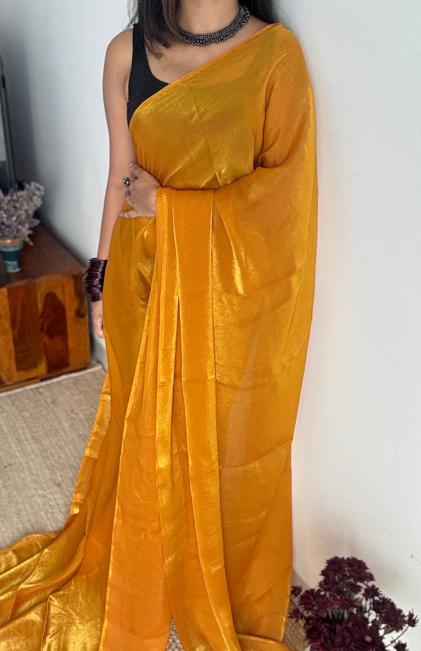 Golden Margarita - yellow velvet like dual tone, space silk