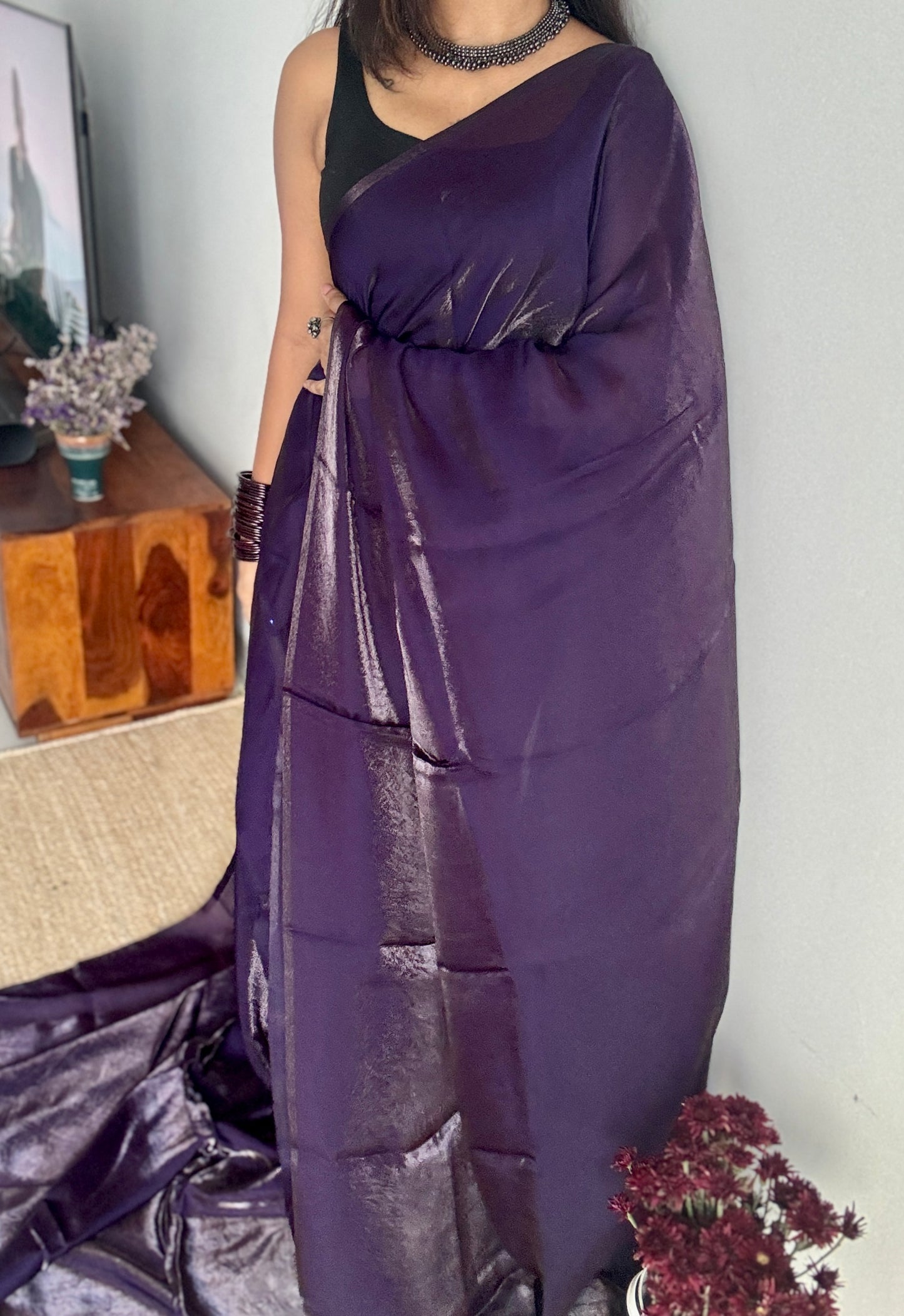 Grape Negroni - dark violet, velvet like dual tone, space silk