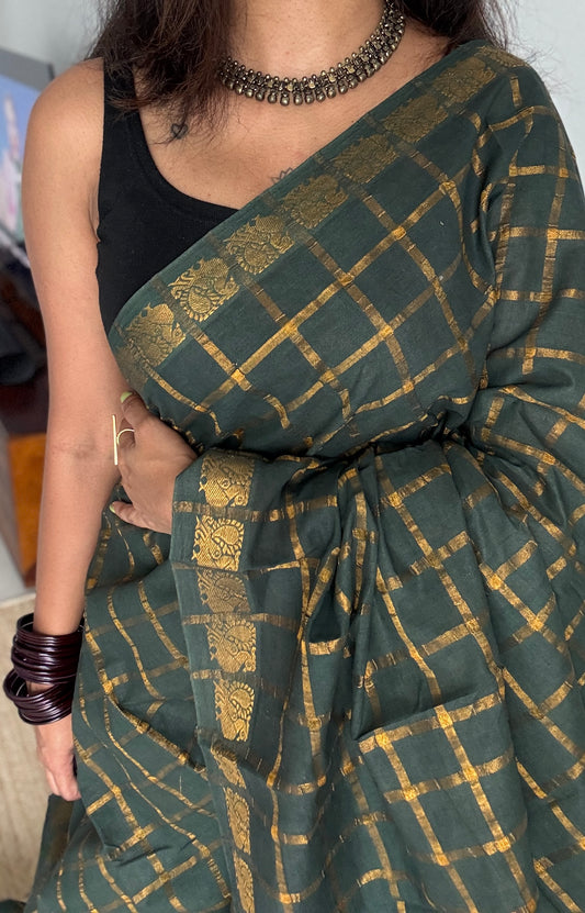 Dark Green pavithra kattam sungudi