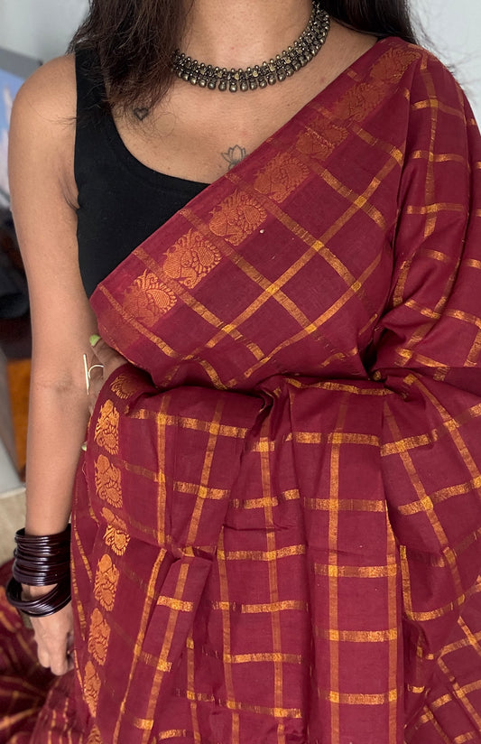 Maroon pavithra kattam sungudi