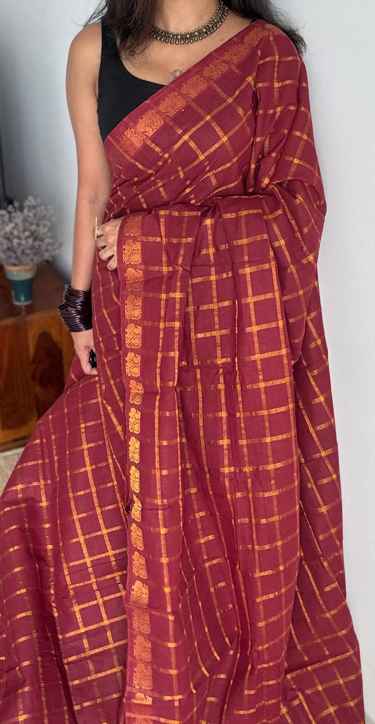 Maroon pavithra kattam sungudi