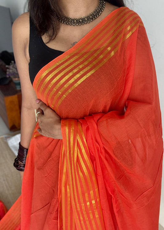 Flame Gold - Orange & gold stripes, mul cotton YCBCWSM08