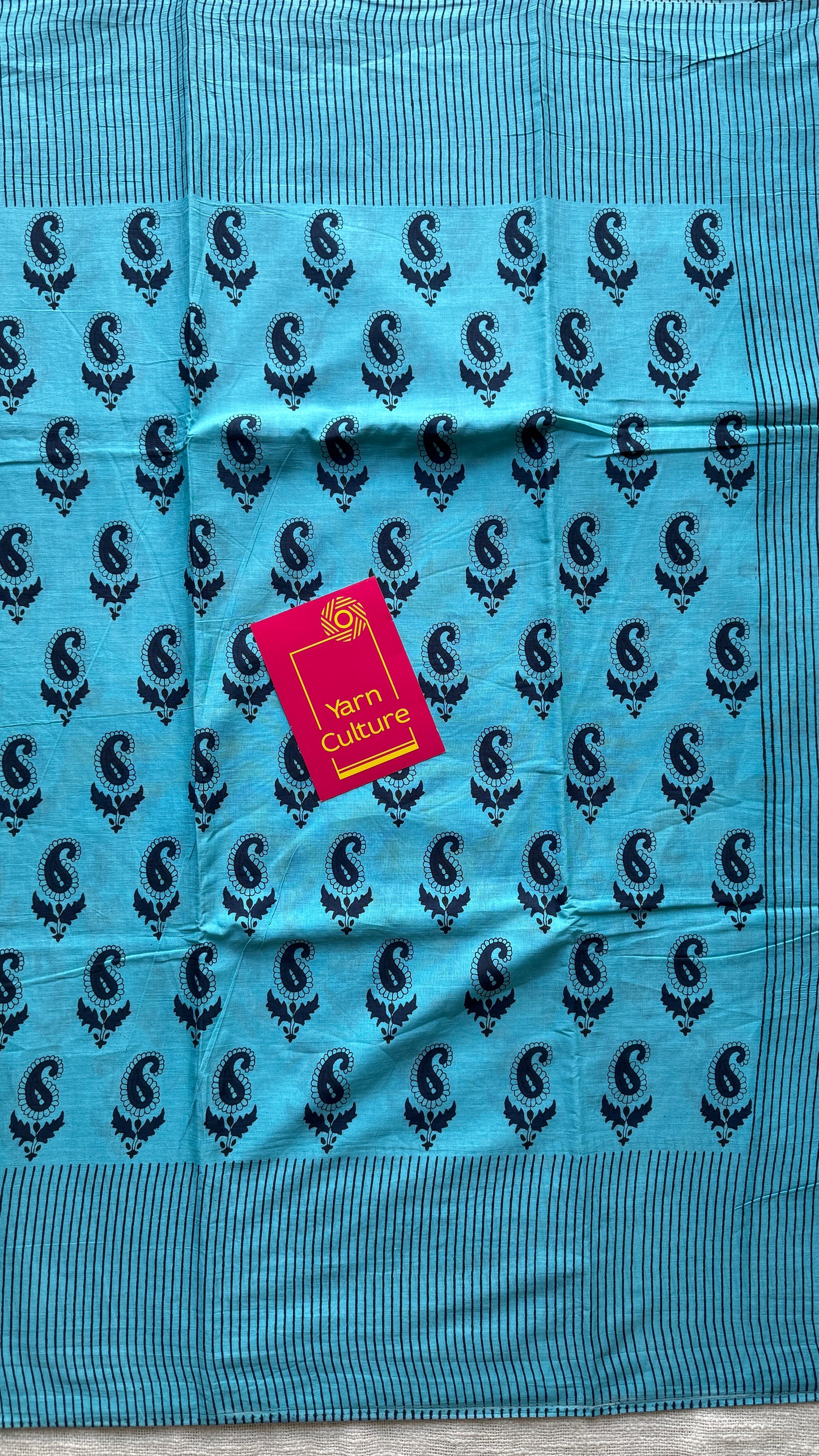 Blue Paisley Motifs - Bagru handblock print, Soft Cotton YCTORBBPC24