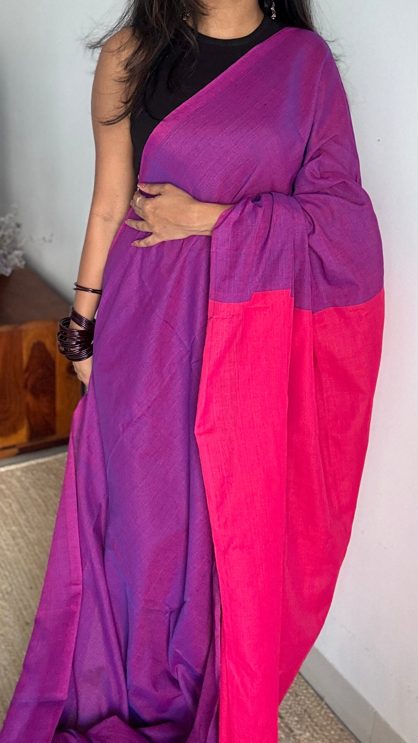 Purple and pink dual tone - Khadi Soft Cotton