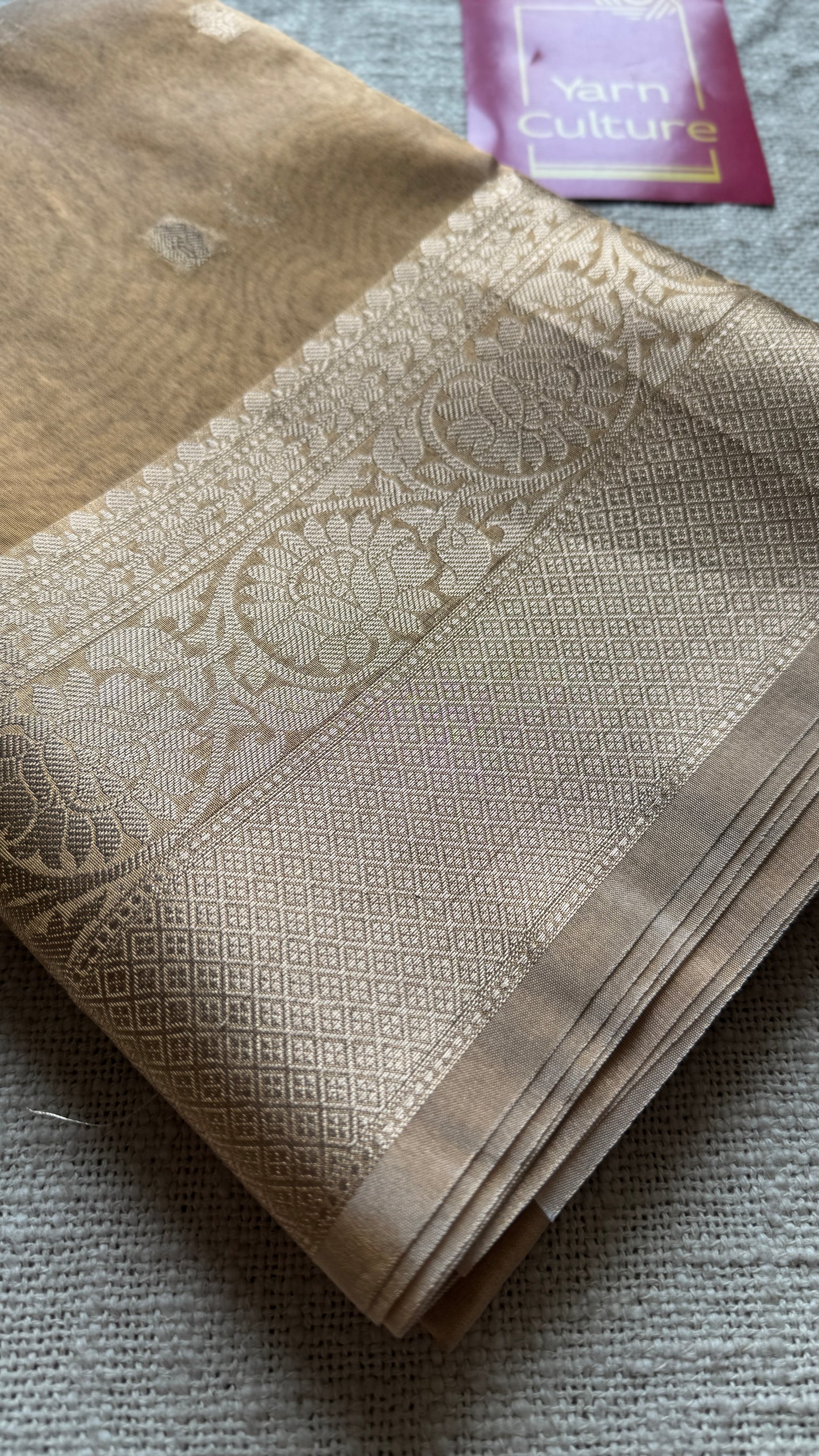Brownish gold tissue Banarasi with gold butas