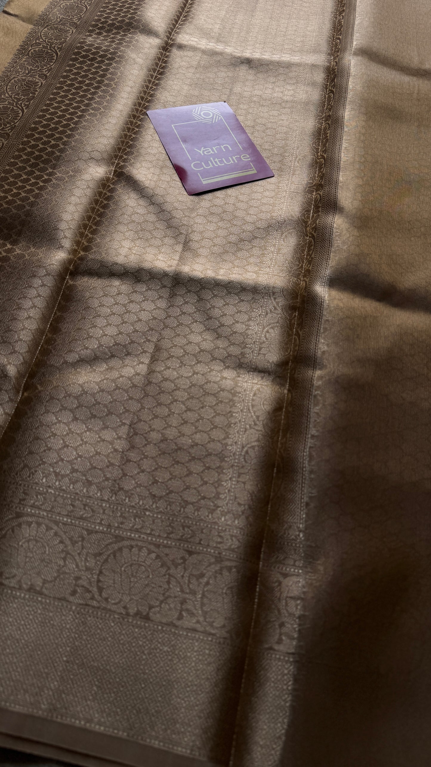 Brownish gold tissue Banarasi with gold butas